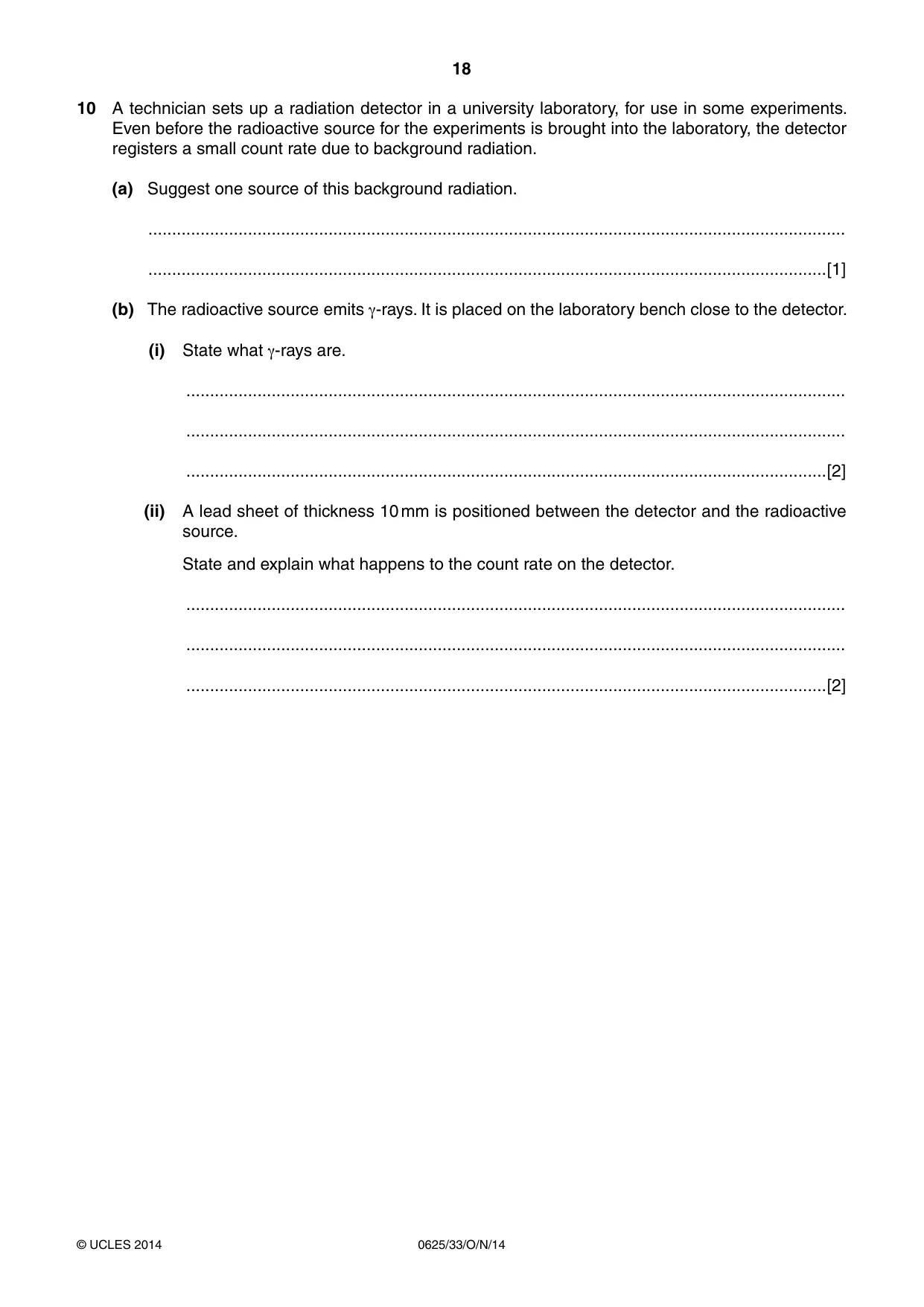 Cambridge IGCSE Physics 0625 2014 Oct/Nov Paper 3 · Variant 3 question paper, page 18 of 20