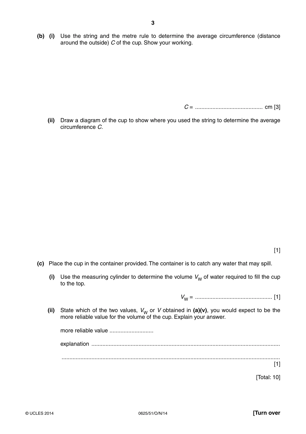 Cambridge IGCSE Physics 0625 2014 Oct/Nov Paper 5 · Variant 1 question paper, page 3 of 12