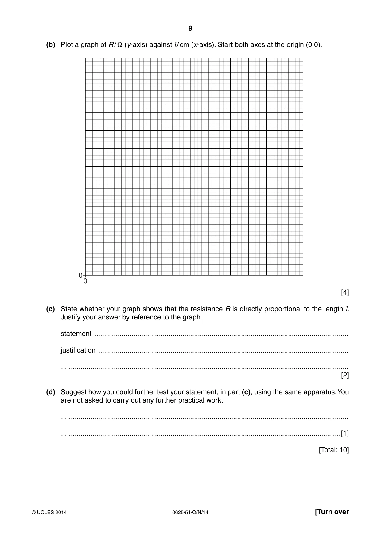 Cambridge IGCSE Physics 0625 2014 Oct/Nov Paper 5 · Variant 1 question paper, page 9 of 12