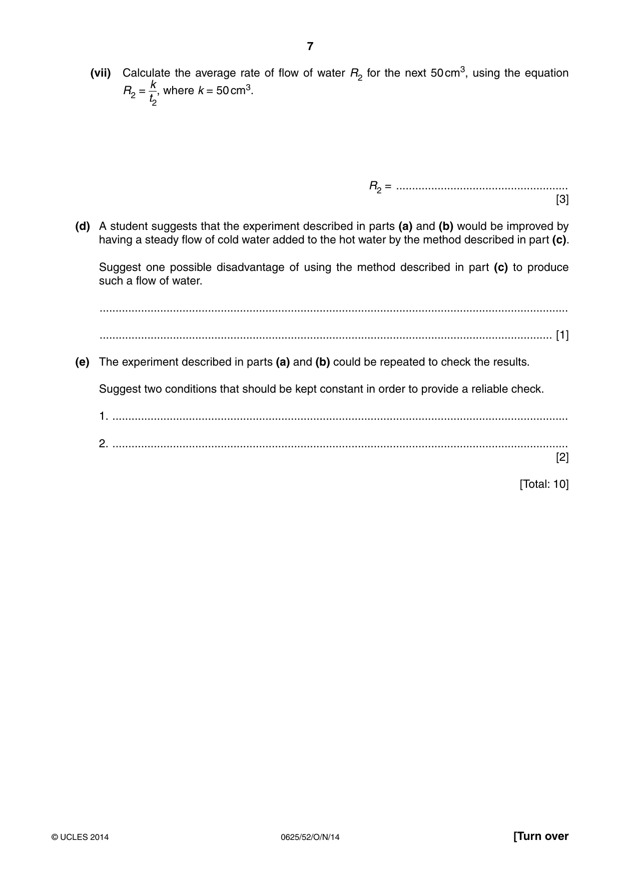 Cambridge IGCSE Physics 0625 2014 Oct/Nov Paper 5 · Variant 2 question paper, page 7 of 12