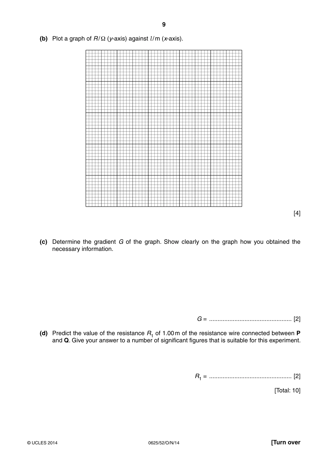 Cambridge IGCSE Physics 0625 2014 Oct/Nov Paper 5 · Variant 2 question paper, page 9 of 12
