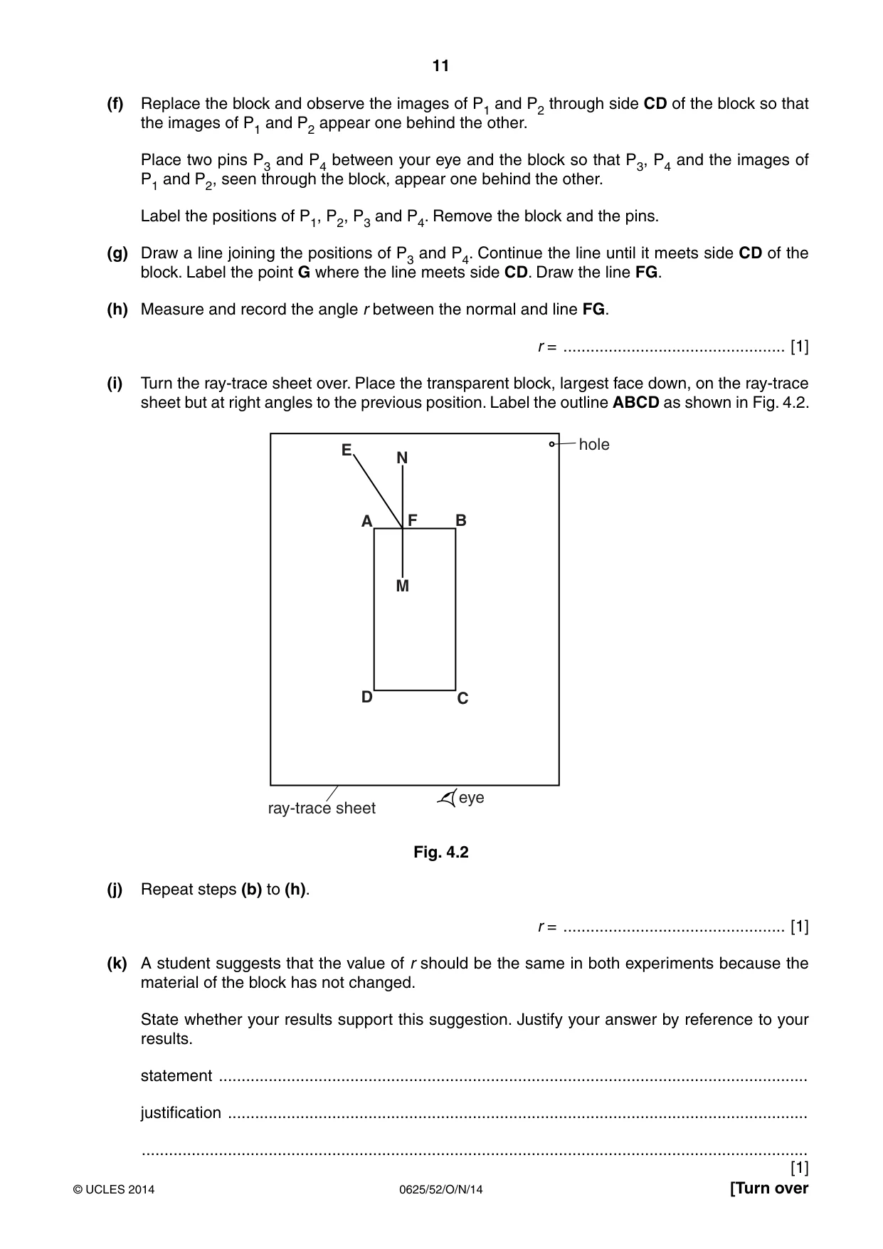 Cambridge IGCSE Physics 0625 2014 Oct/Nov Paper 5 · Variant 2 question paper, page 11 of 12