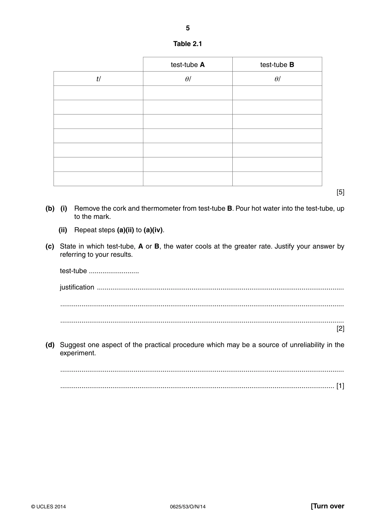 Cambridge IGCSE Physics 0625 2014 Oct/Nov Paper 5 · Variant 3 question paper, page 5 of 12