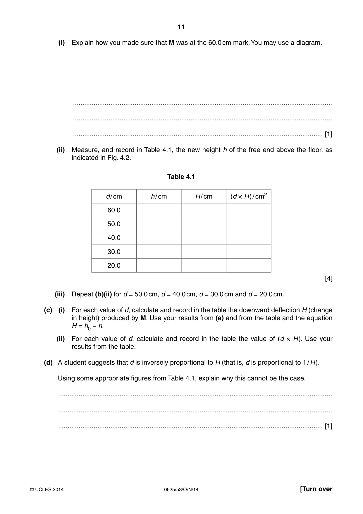 Cambridge IGCSE Physics 0625 2014 Oct/Nov Paper 5 · Variant 3 question paper, page 11 of 12