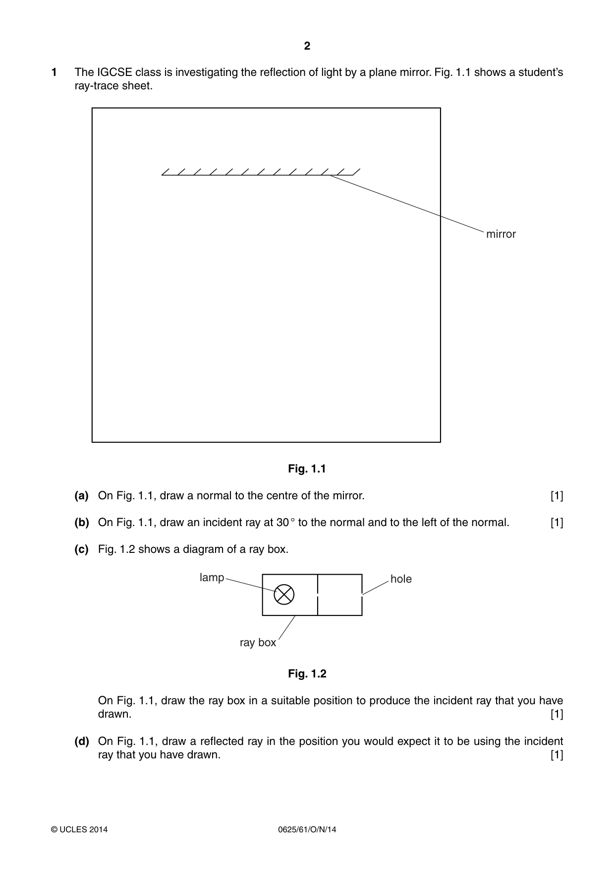 Cambridge IGCSE Physics 0625 2014 Oct/Nov Paper 6 · Variant 1 question paper, page 2 of 12