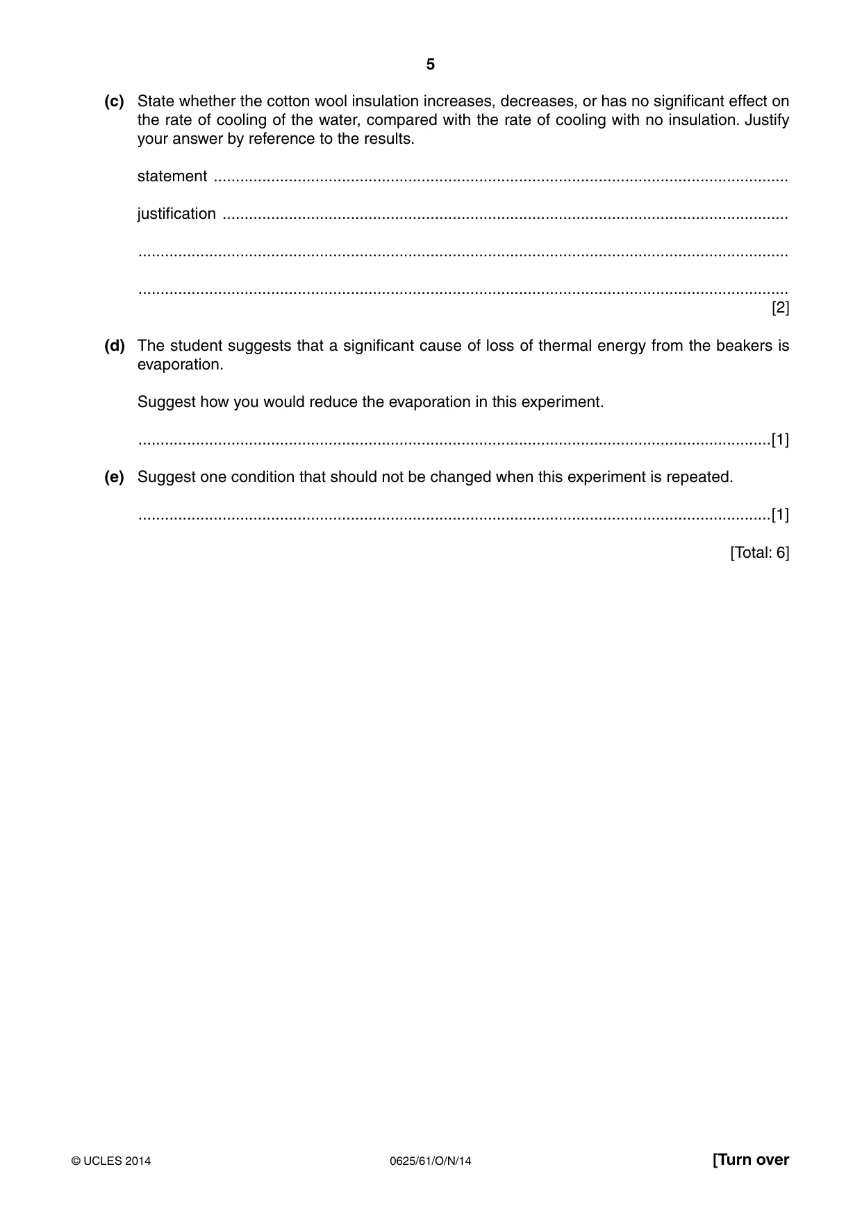 Cambridge IGCSE Physics 0625 2014 Oct/Nov Paper 6 · Variant 1 question paper, page 5 of 12