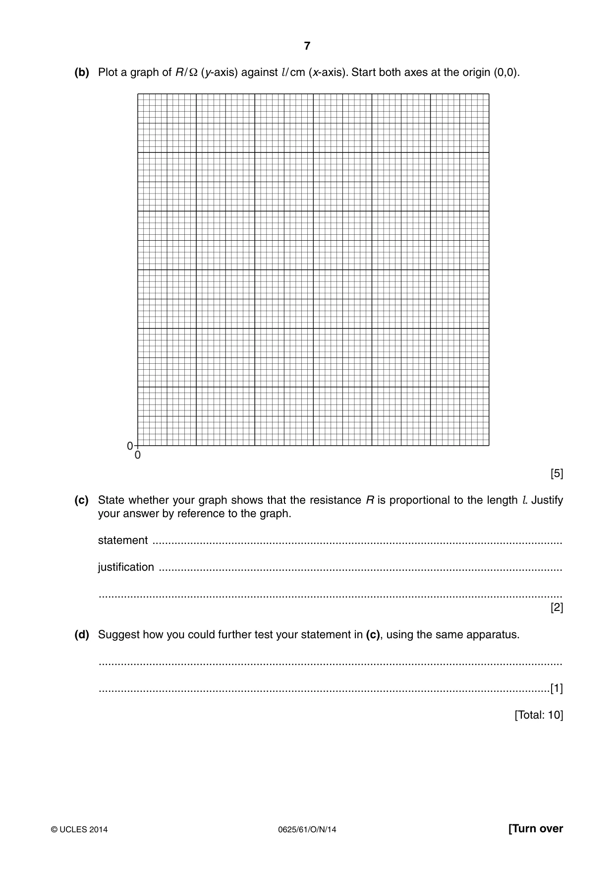 Cambridge IGCSE Physics 0625 2014 Oct/Nov Paper 6 · Variant 1 question paper, page 7 of 12