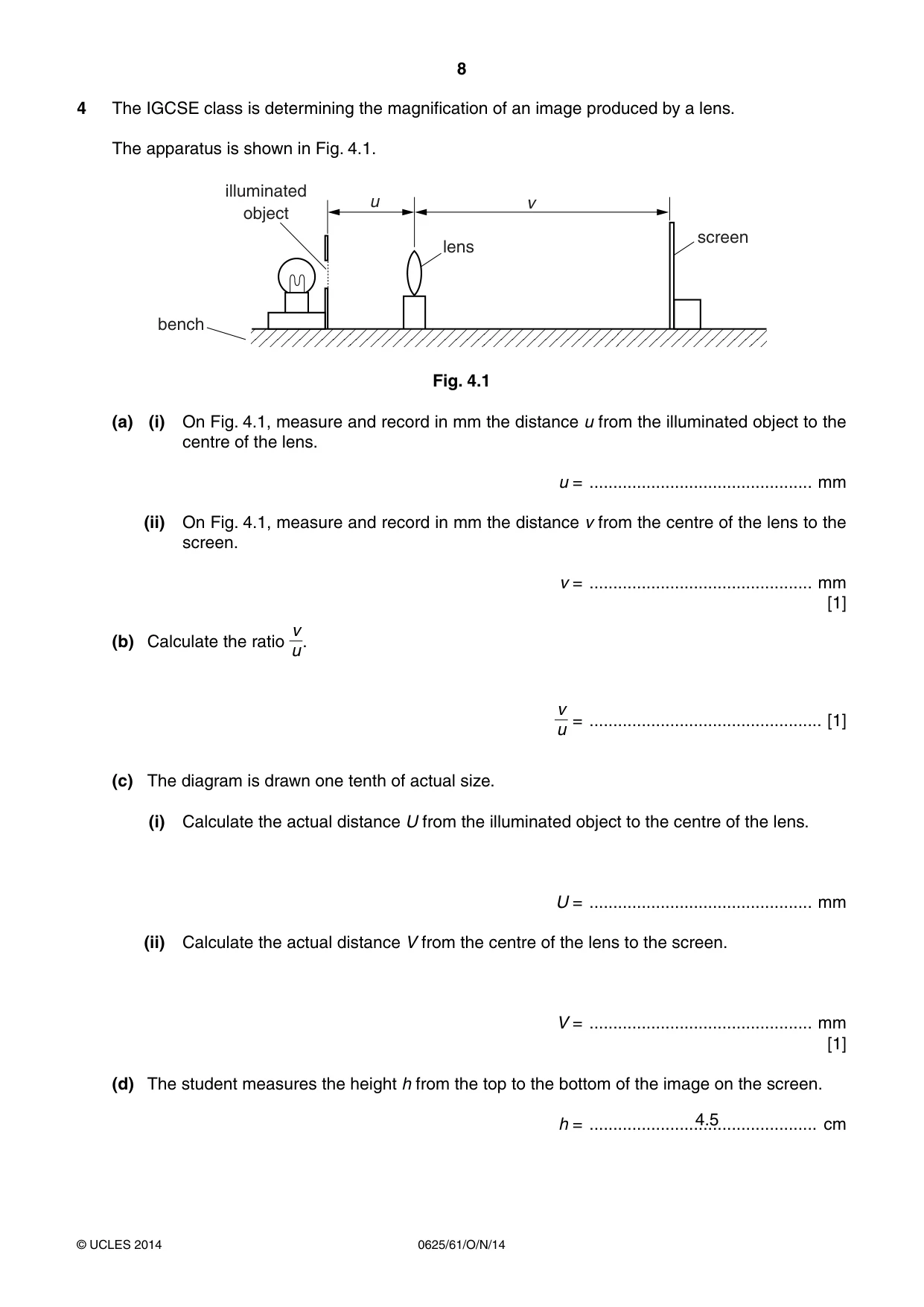 Cambridge IGCSE Physics 0625 2014 Oct/Nov Paper 6 · Variant 1 question paper, page 8 of 12