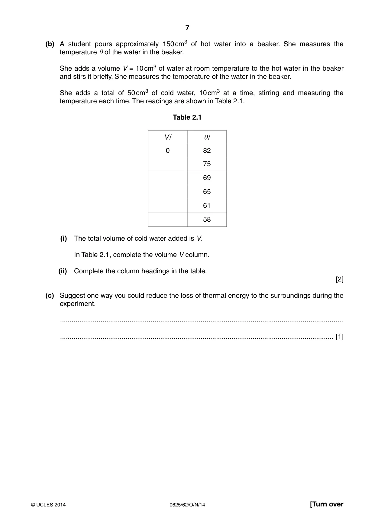Cambridge IGCSE Physics 0625 2014 Oct/Nov Paper 6 · Variant 2 question paper, page 7 of 16