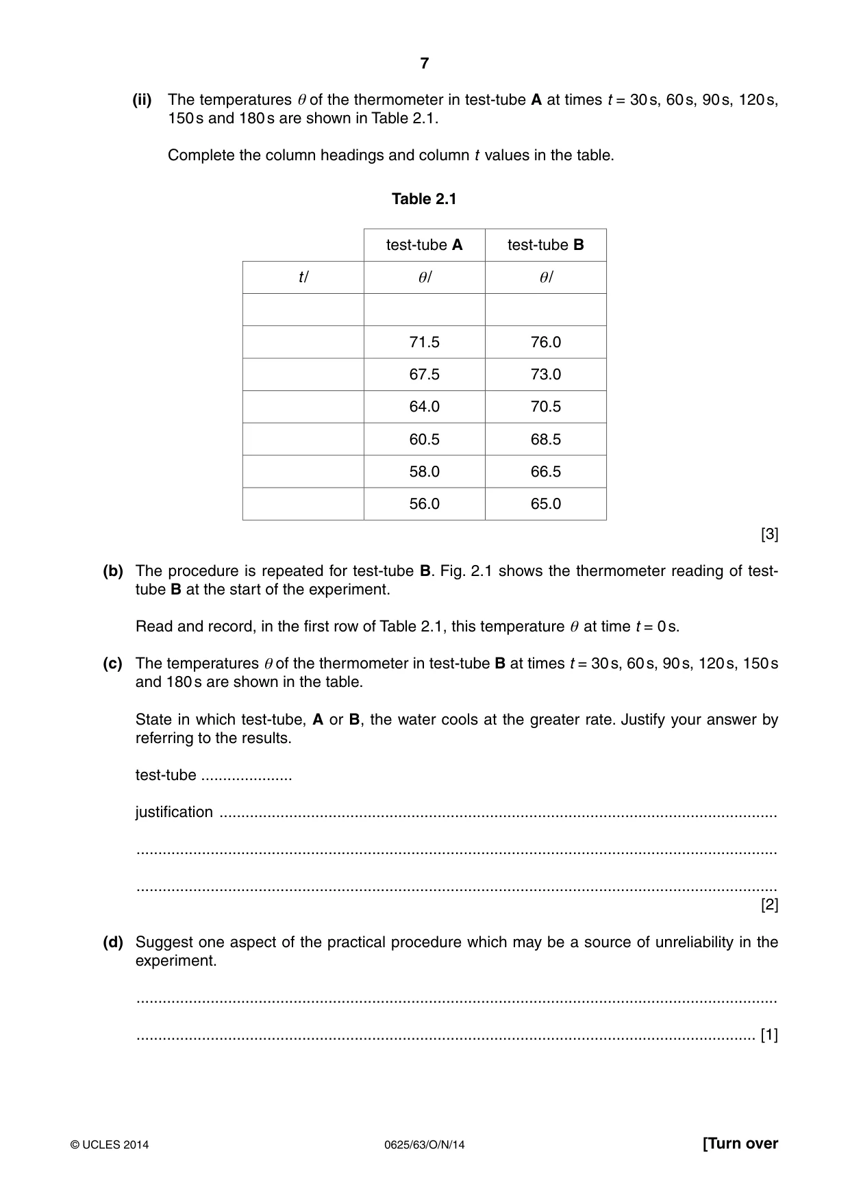 Cambridge IGCSE Physics 0625 2014 Oct/Nov Paper 6 · Variant 3 question paper, page 7 of 16