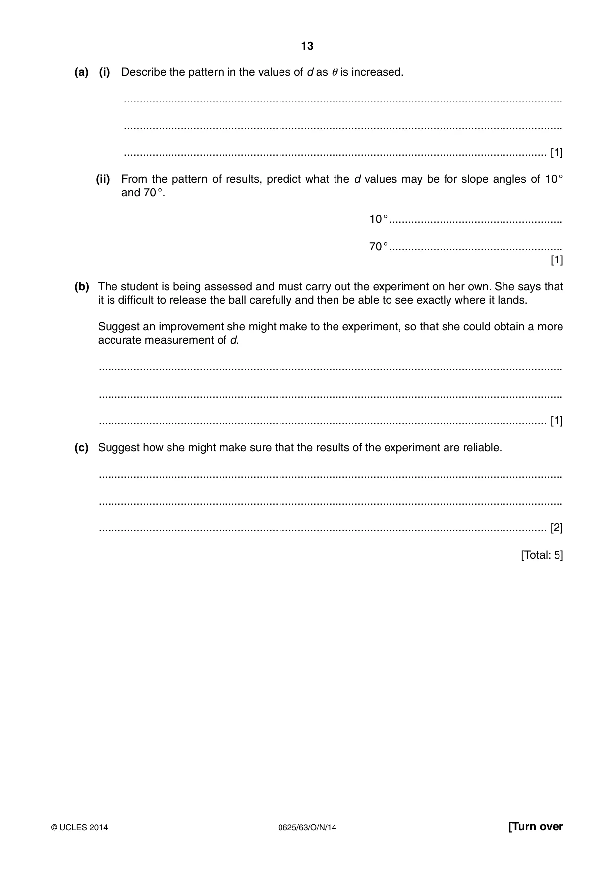 Cambridge IGCSE Physics 0625 2014 Oct/Nov Paper 6 · Variant 3 question paper, page 13 of 16
