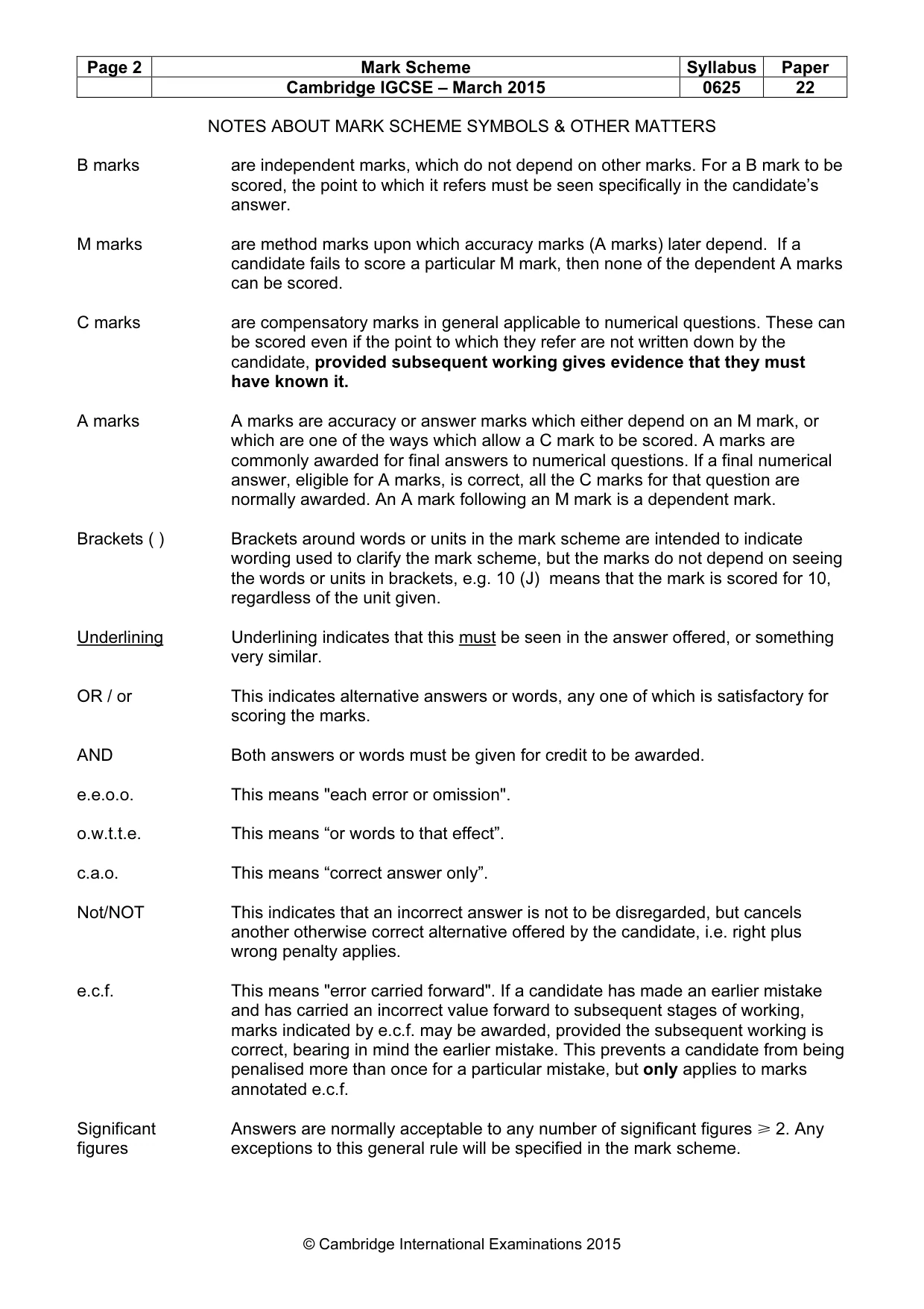 Mark scheme, page 2 of 7