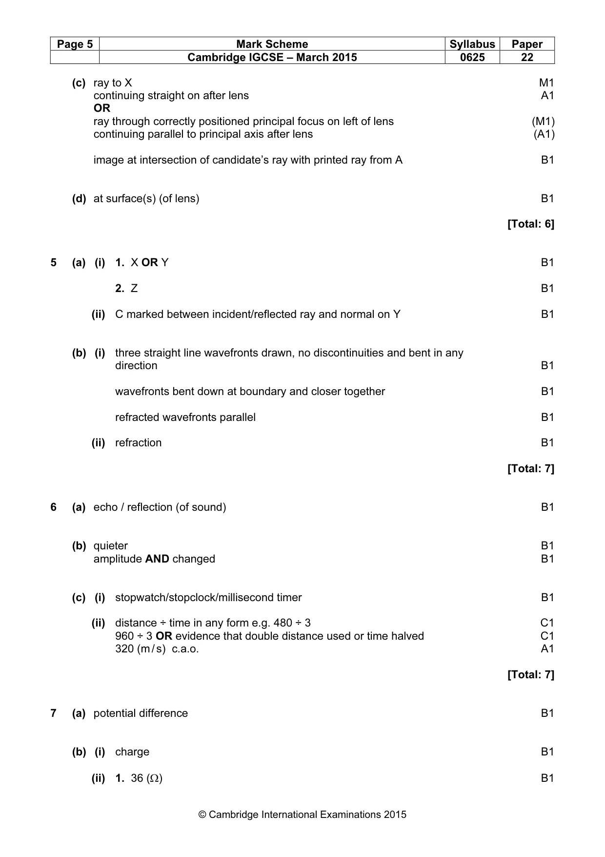 Mark scheme, page 5 of 7
