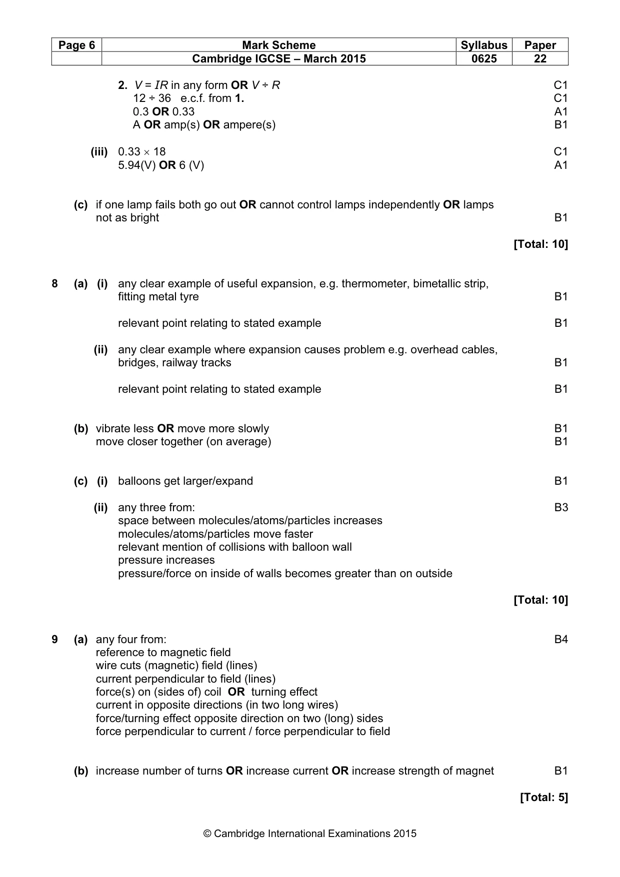 Mark scheme, page 6 of 7