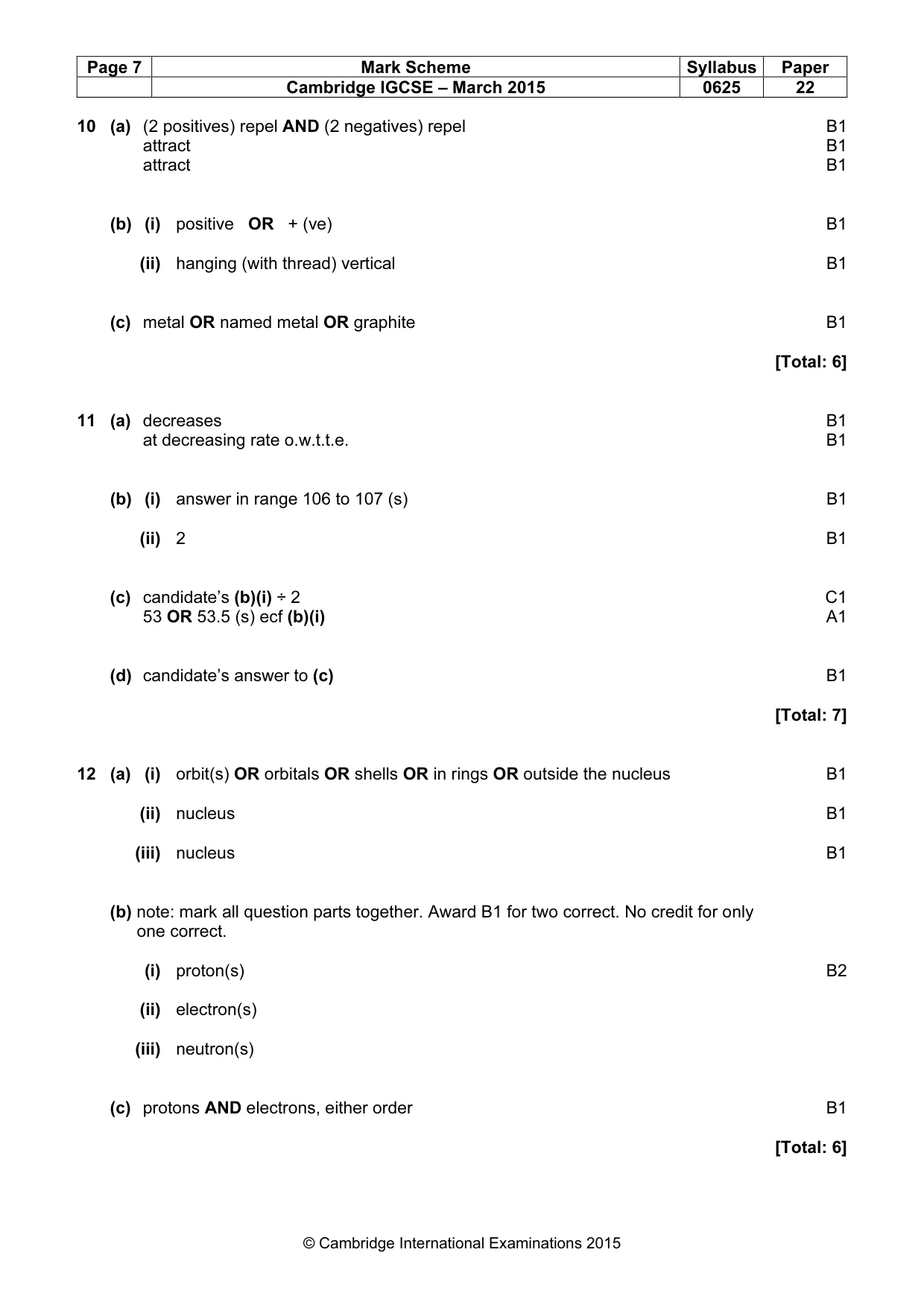 Mark scheme, page 7 of 7