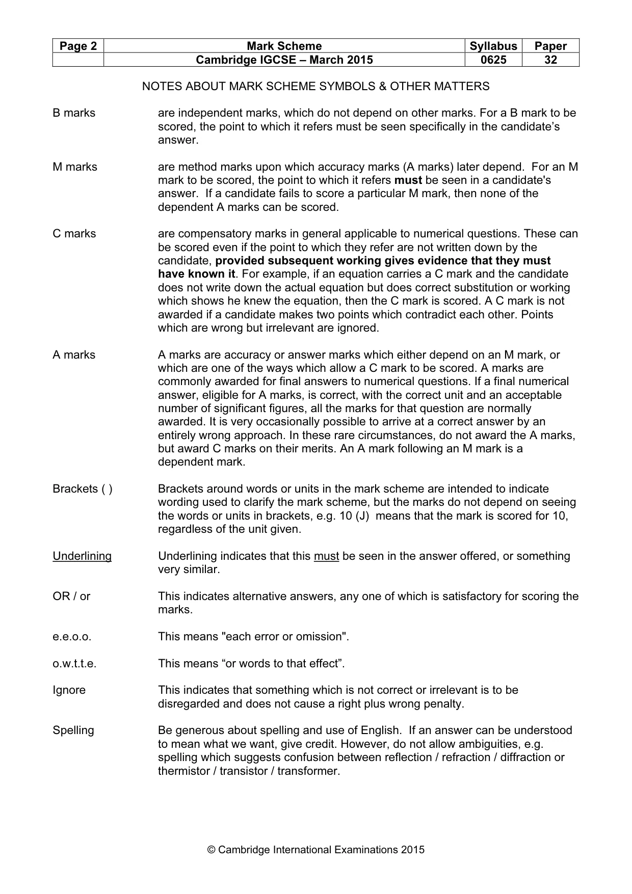 Mark scheme, page 2 of 8