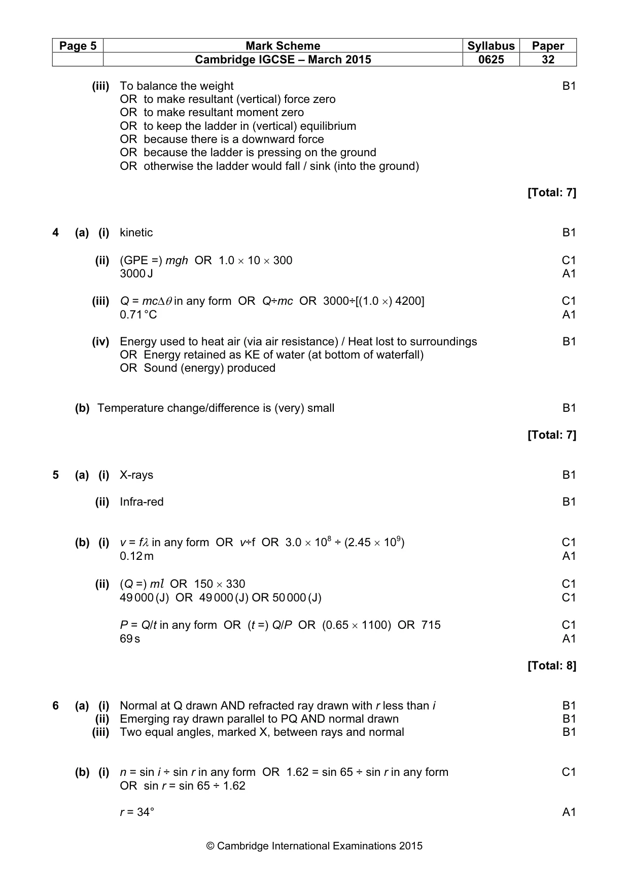 Mark scheme, page 5 of 8