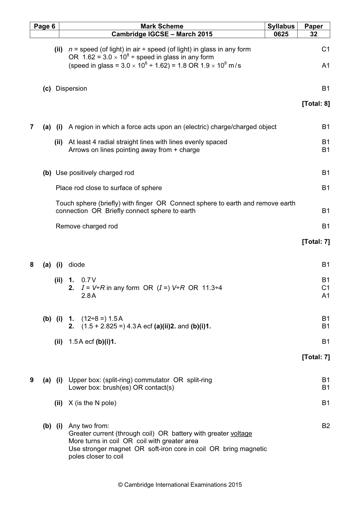 Mark scheme, page 6 of 8