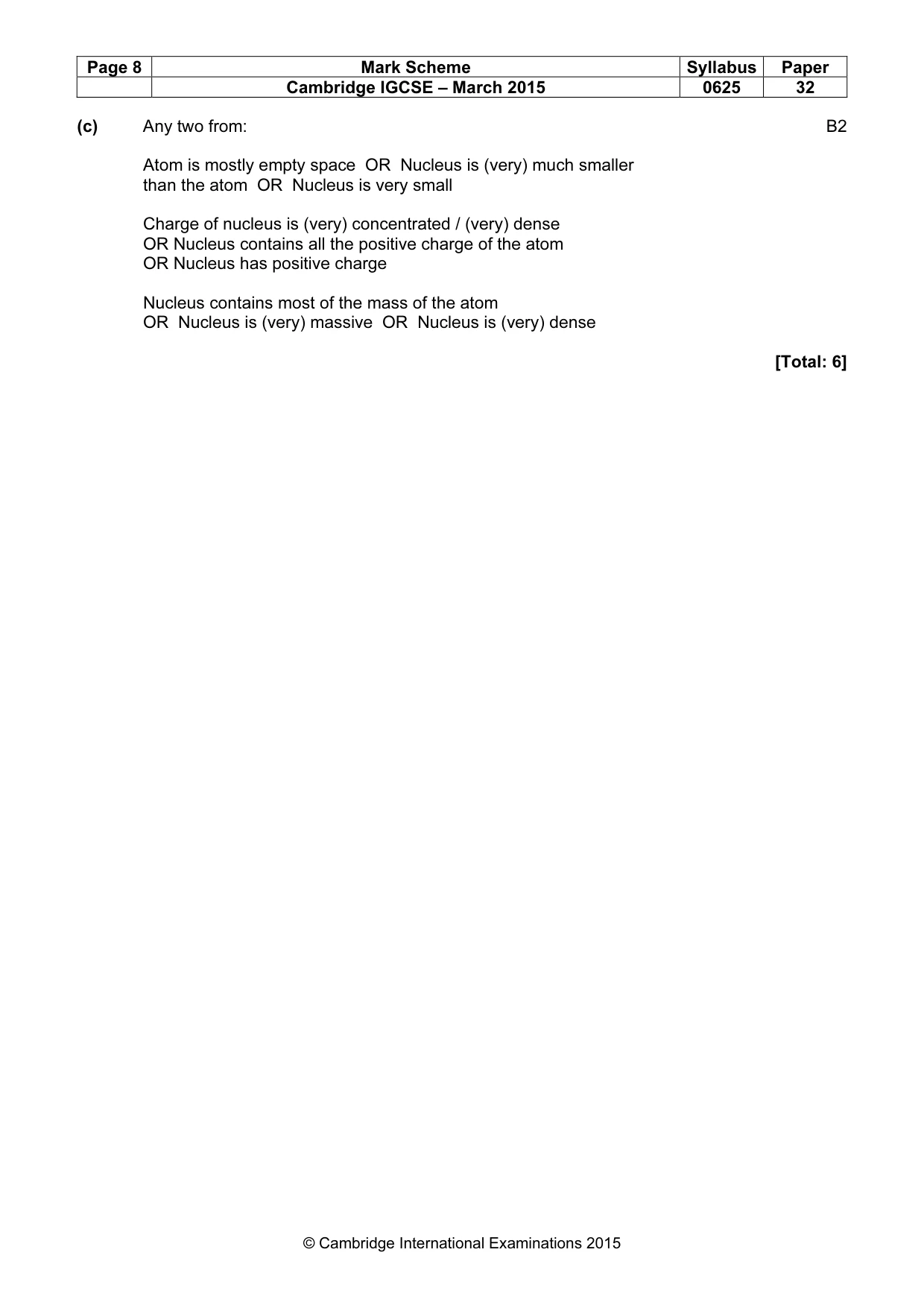 Mark scheme, page 8 of 8