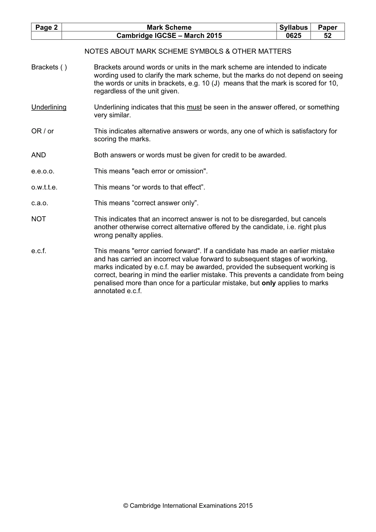Mark scheme, page 2 of 5