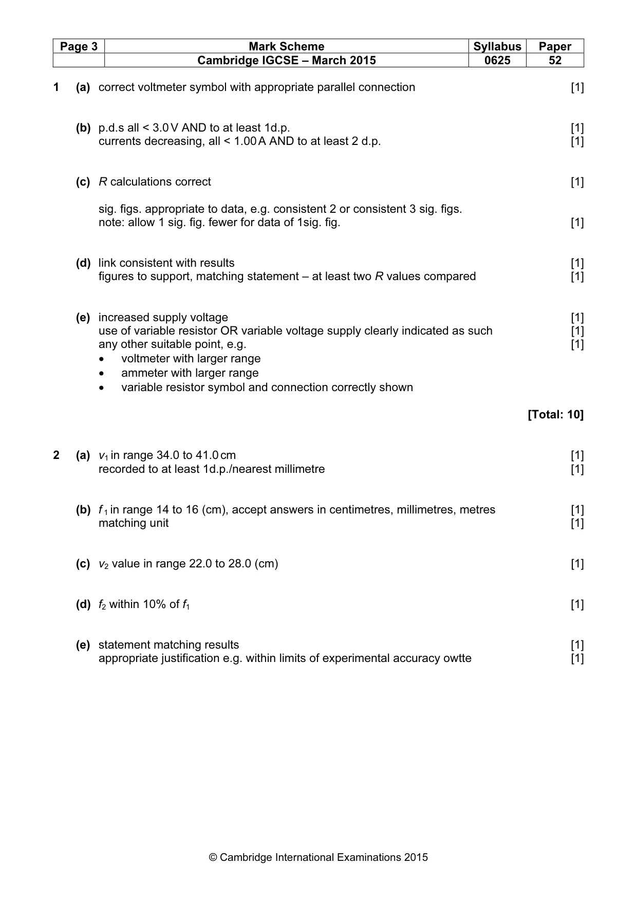Mark scheme, page 3 of 5