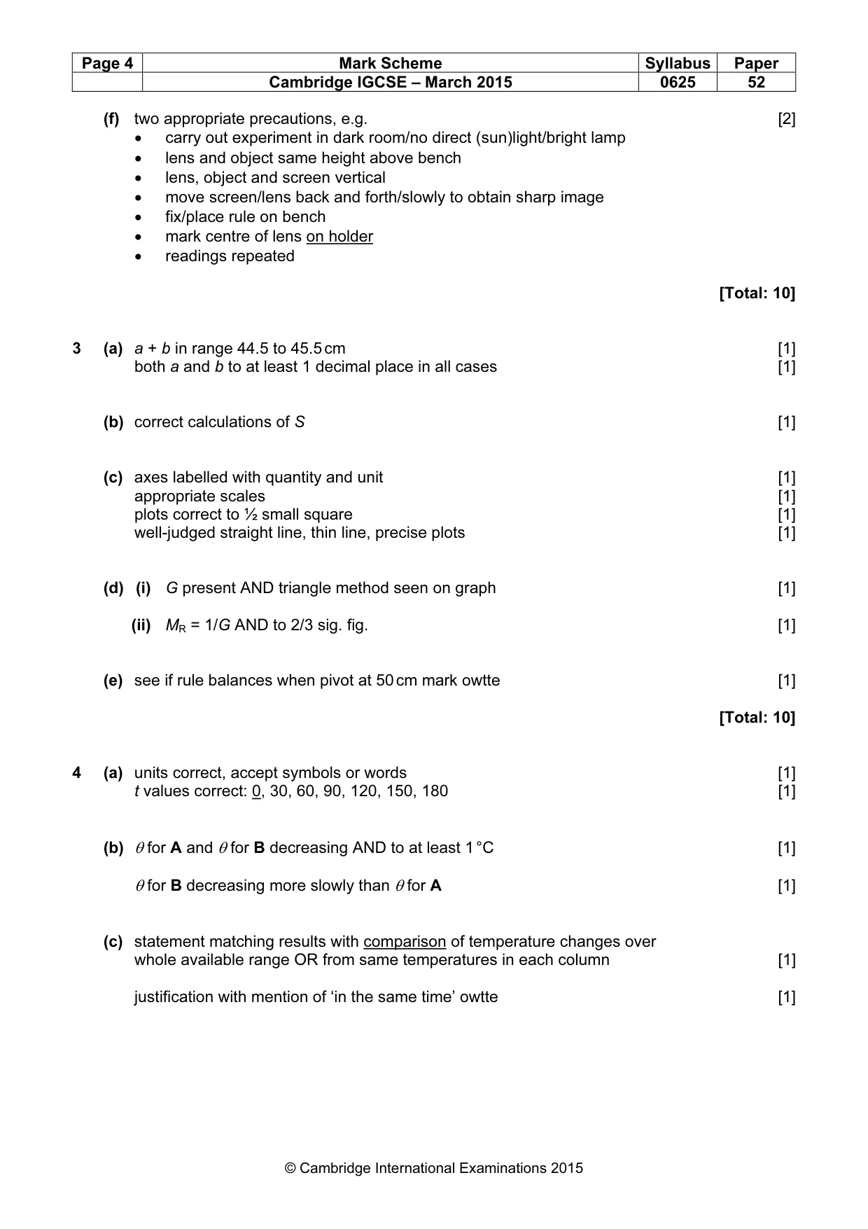 Mark scheme, page 4 of 5