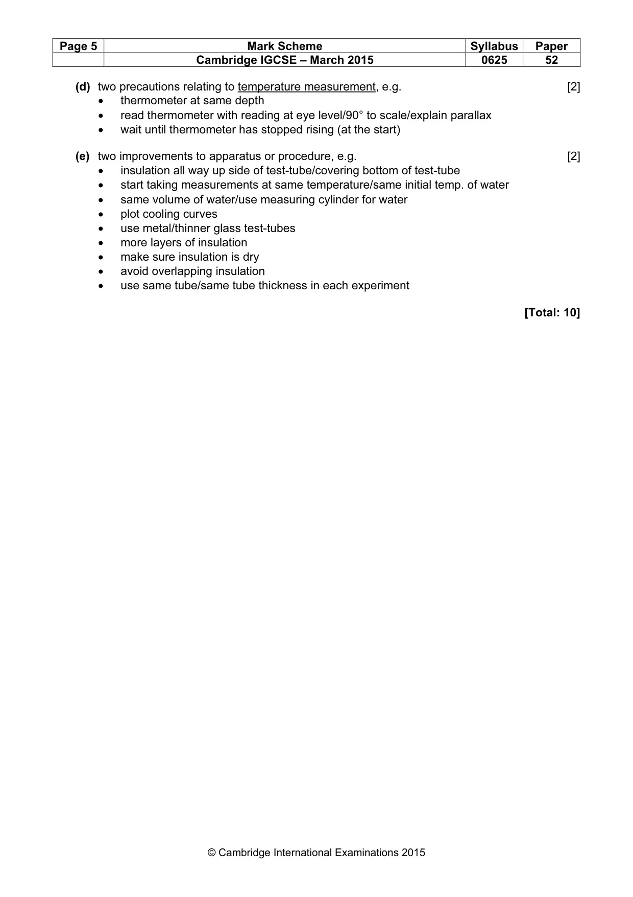 Mark scheme, page 5 of 5