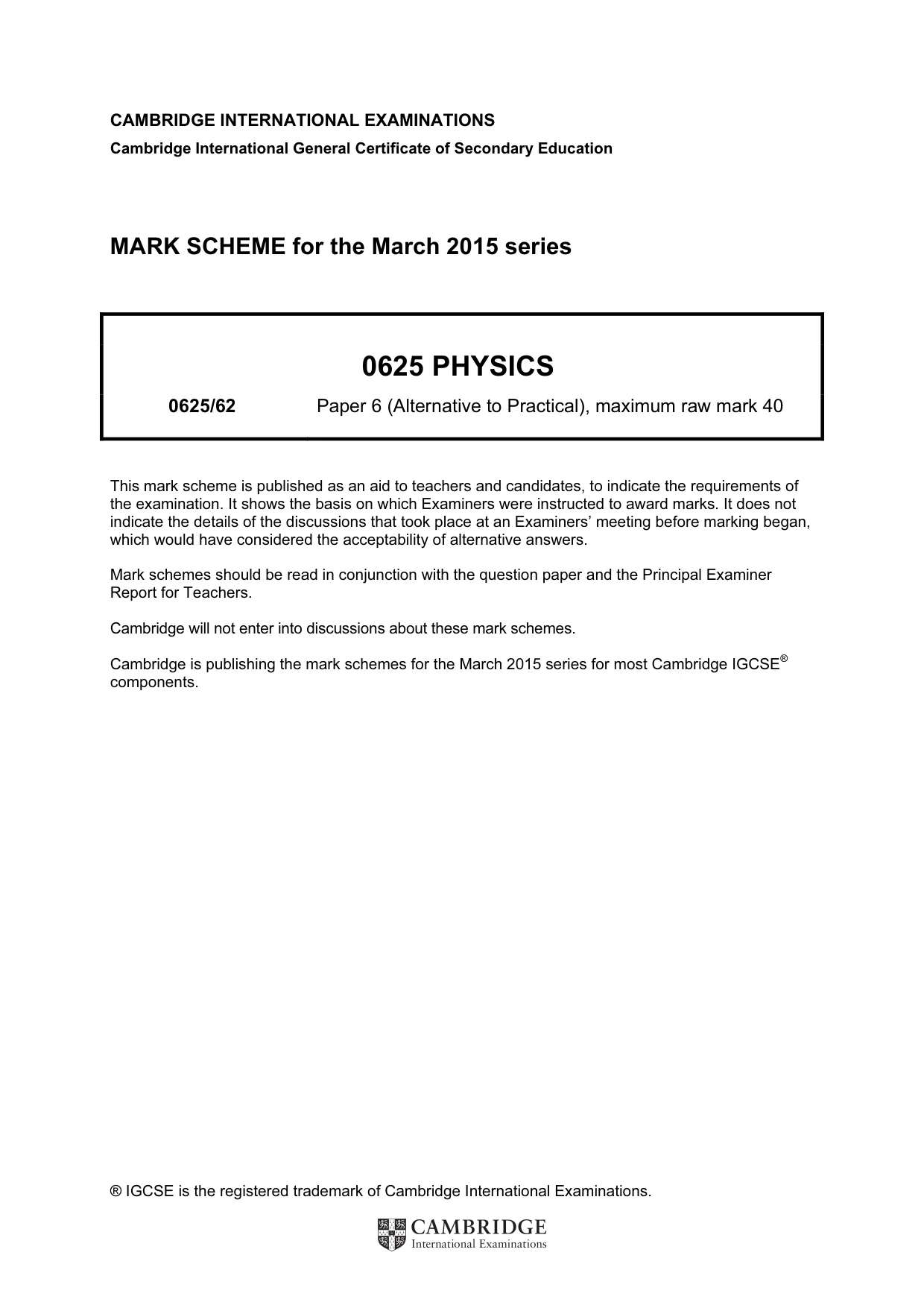 Mark scheme, page 1 of 5