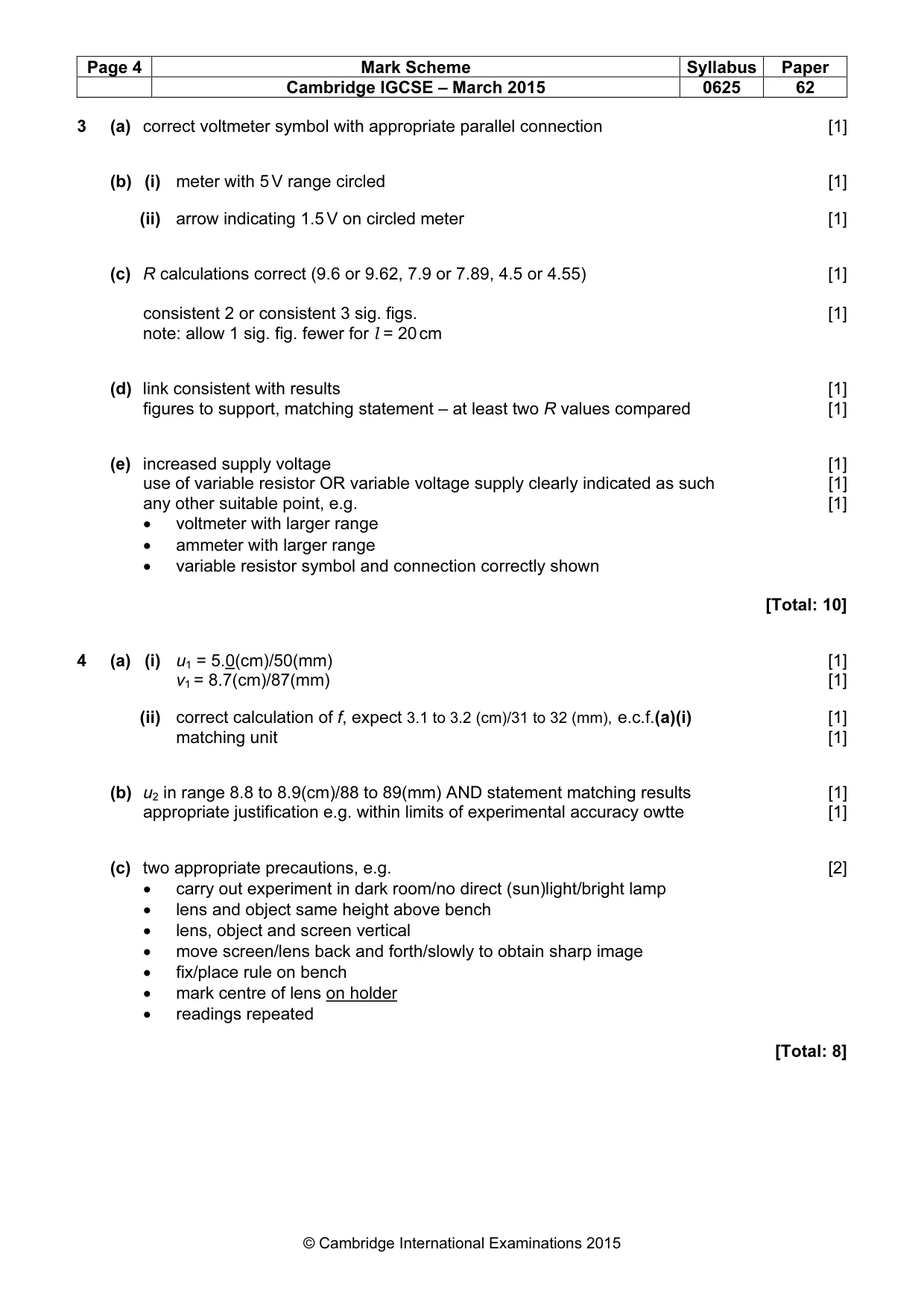 Mark scheme, page 4 of 5