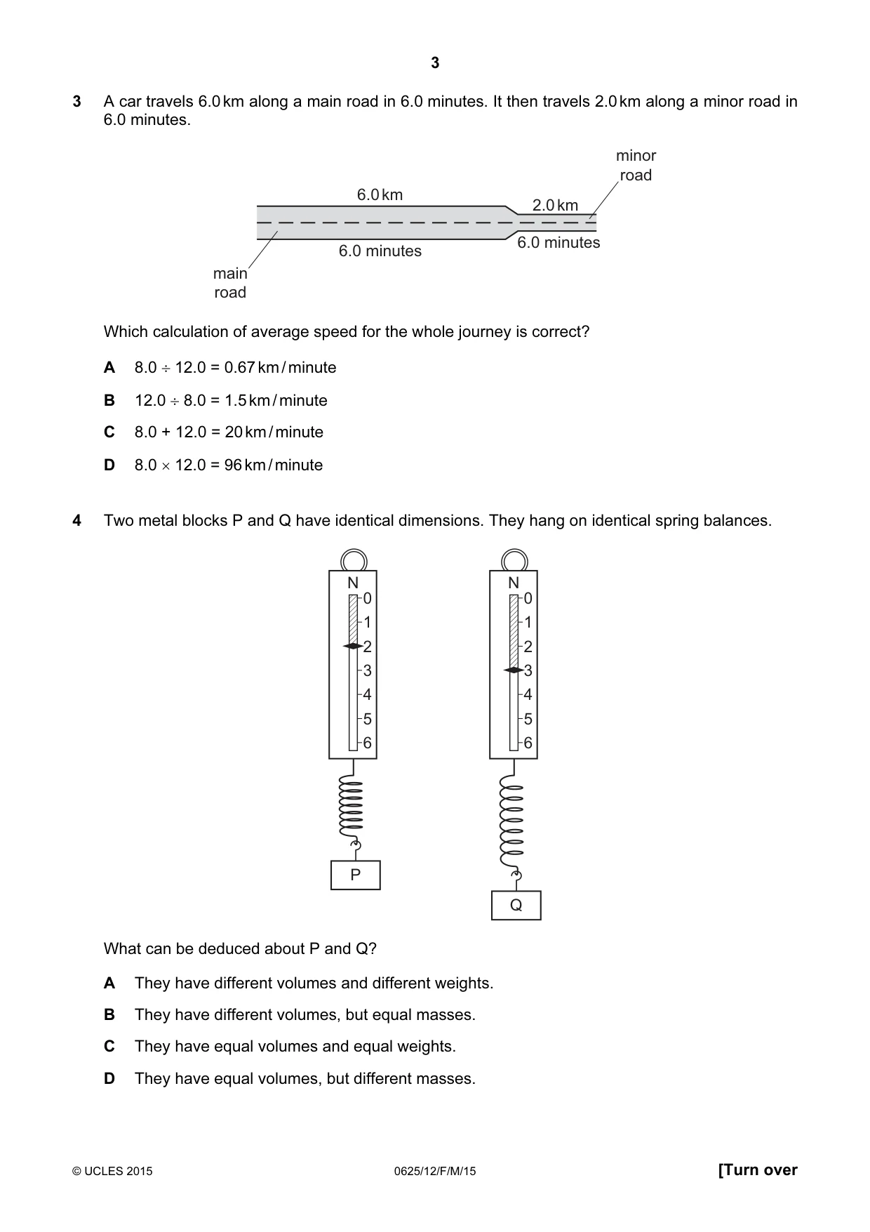 Cambridge IGCSE Physics 0625 2015 Feb/March Paper 1 · Variant 2 question paper, page 3 of 20