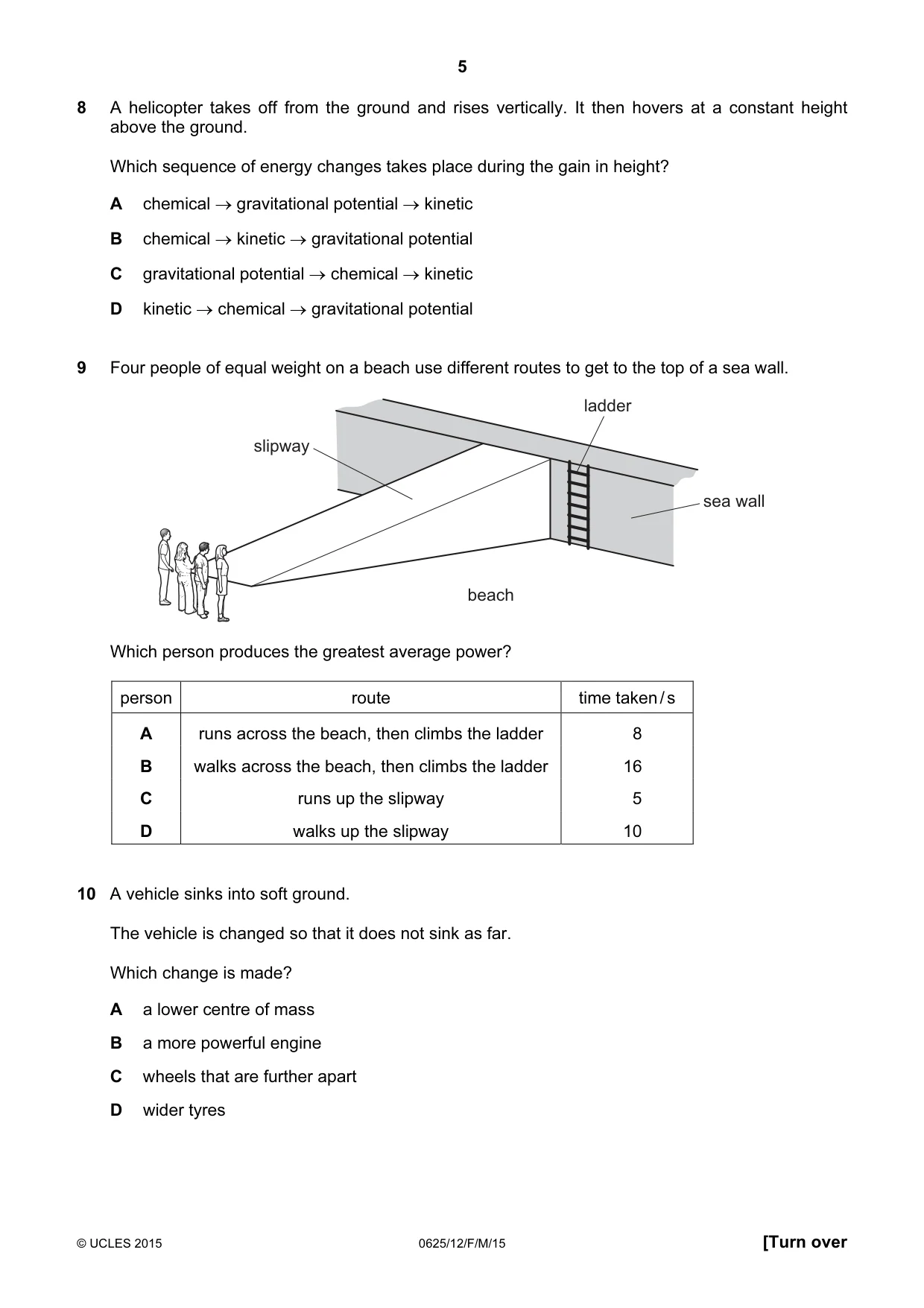Cambridge IGCSE Physics 0625 2015 Feb/March Paper 1 · Variant 2 question paper, page 5 of 20