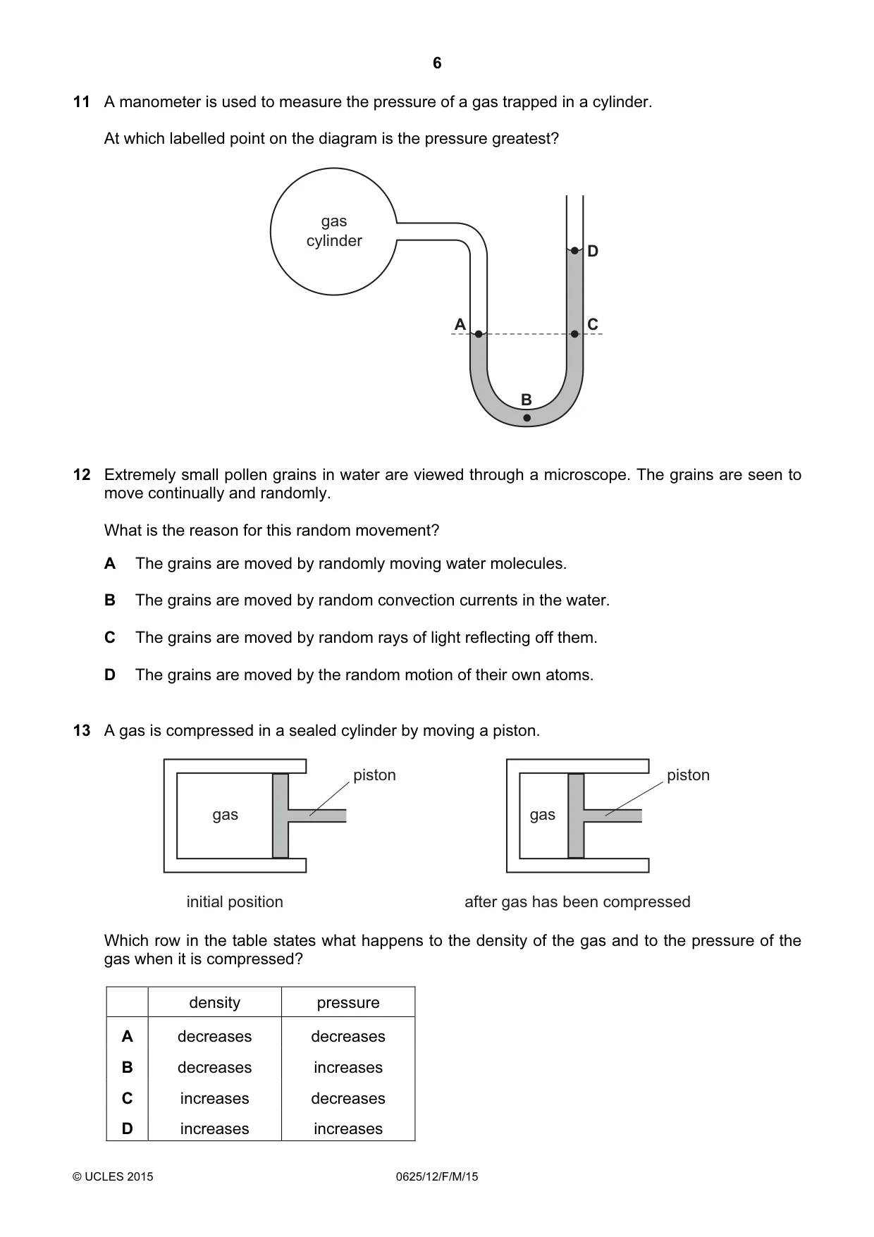 Cambridge IGCSE Physics 0625 2015 Feb/March Paper 1 · Variant 2 question paper, page 6 of 20
