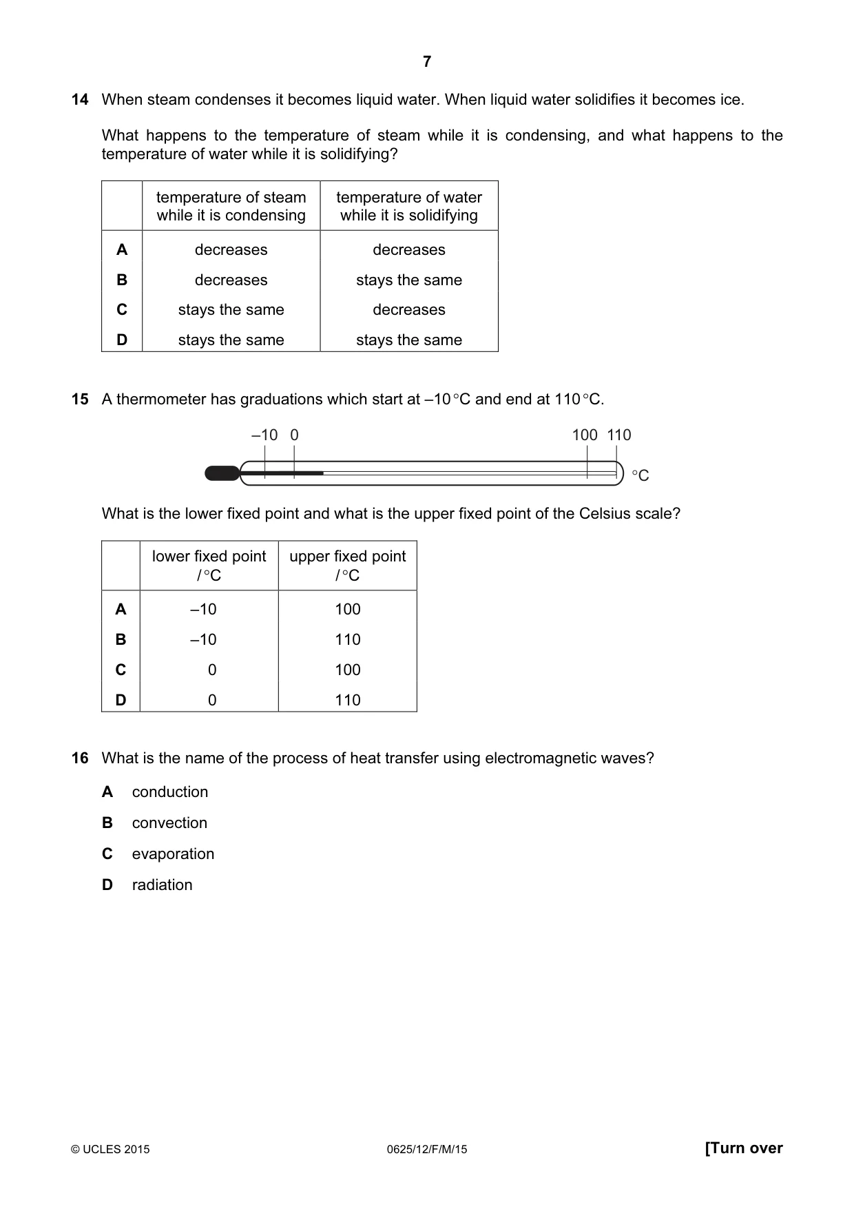 Cambridge IGCSE Physics 0625 2015 Feb/March Paper 1 · Variant 2 question paper, page 7 of 20