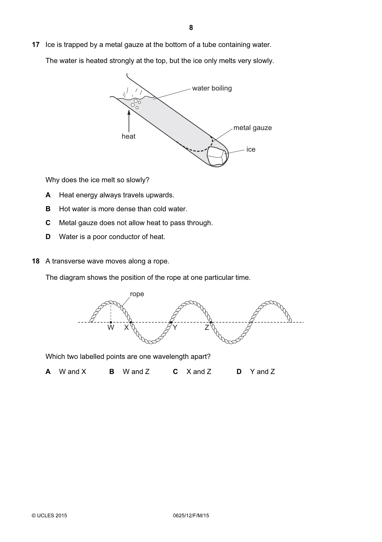 Cambridge IGCSE Physics 0625 2015 Feb/March Paper 1 · Variant 2 question paper, page 8 of 20