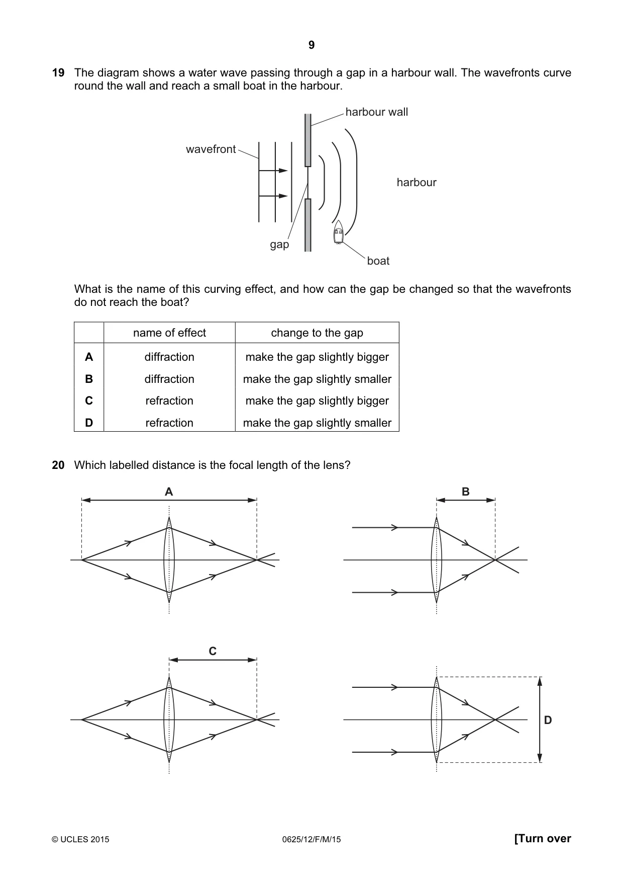 Cambridge IGCSE Physics 0625 2015 Feb/March Paper 1 · Variant 2 question paper, page 9 of 20