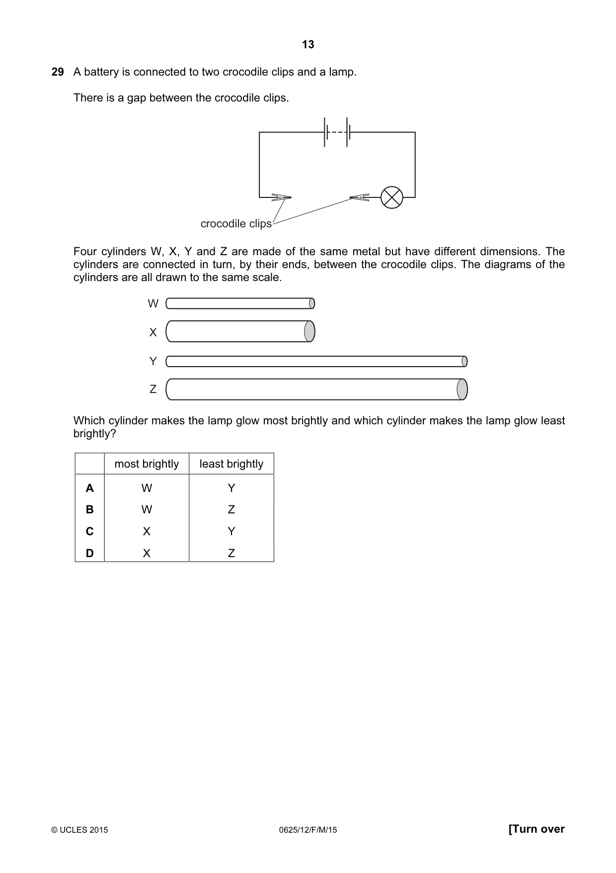 Cambridge IGCSE Physics 0625 2015 Feb/March Paper 1 · Variant 2 question paper, page 13 of 20