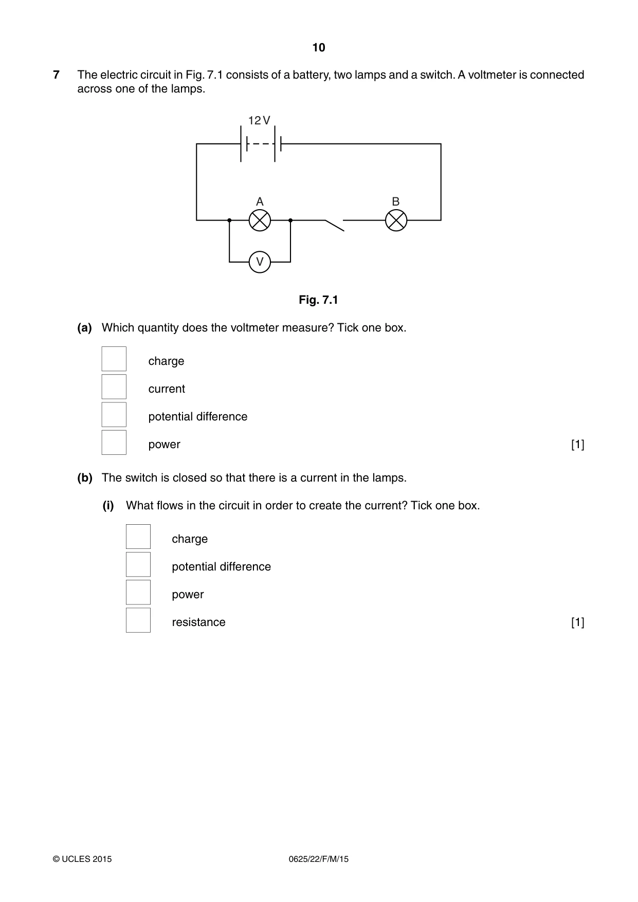 Cambridge IGCSE Physics 0625 2015 Feb/March Paper 2 · Variant 2 question paper, page 10 of 20
