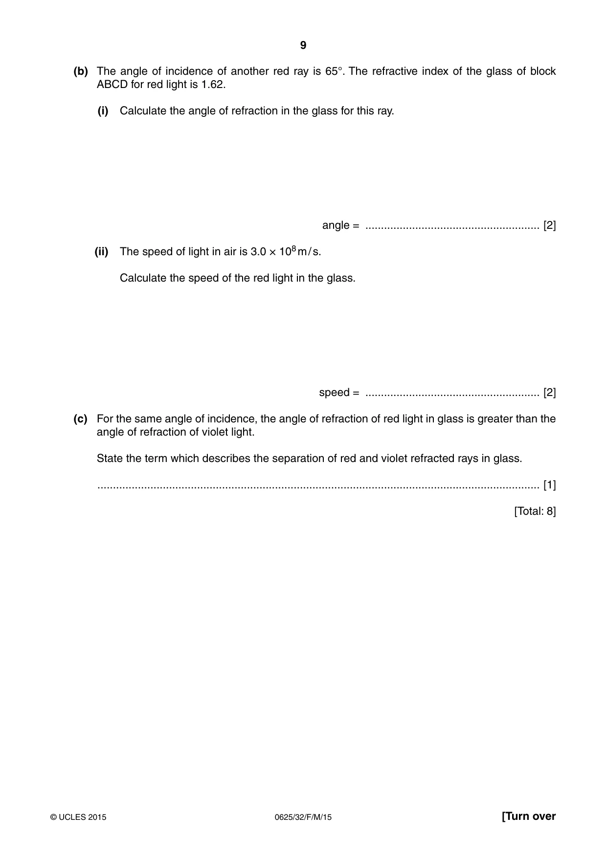 Cambridge IGCSE Physics 0625 2015 Feb/March Paper 3 · Variant 2 question paper, page 9 of 16