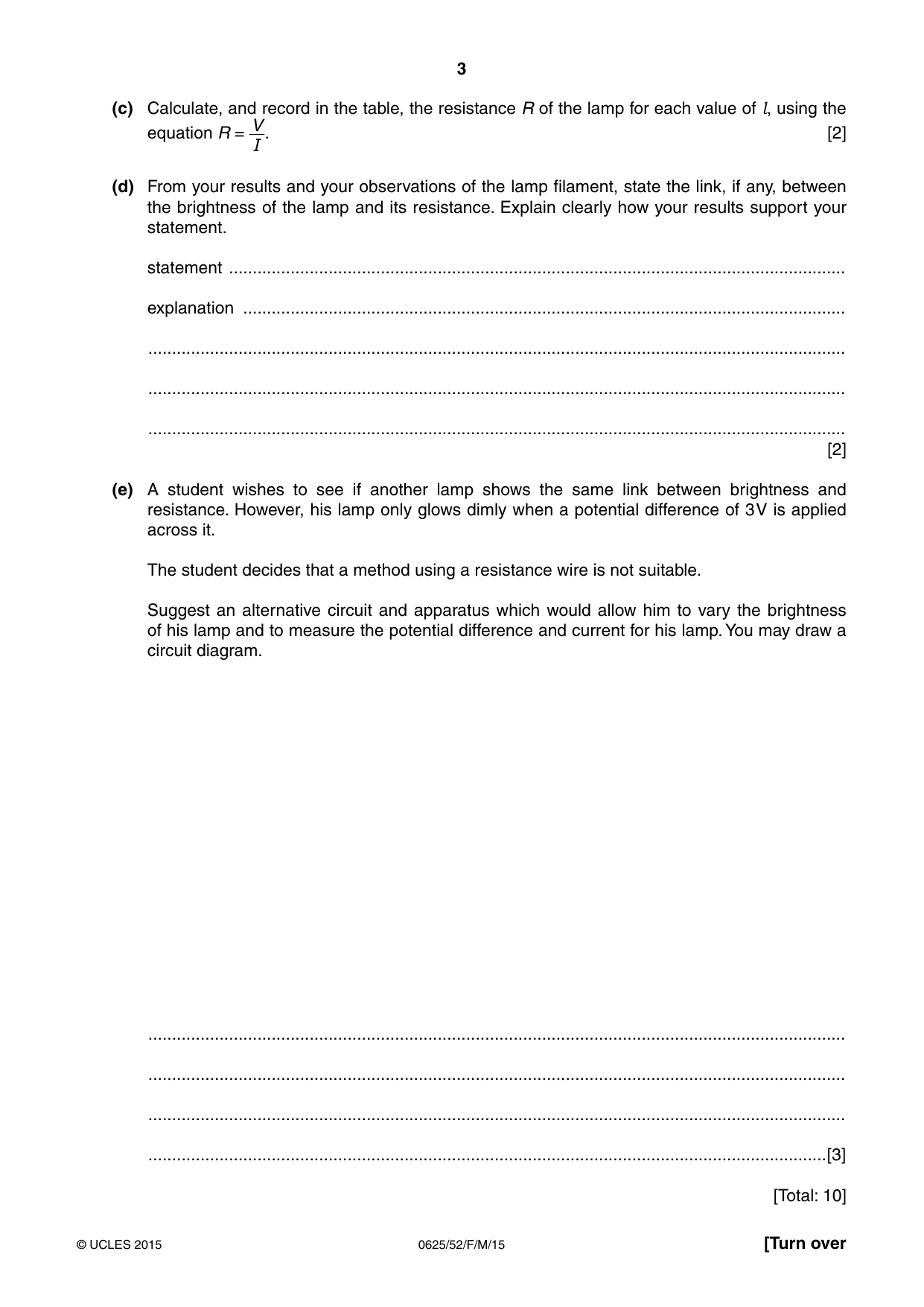 Cambridge IGCSE Physics 0625 2015 Feb/March Paper 5 · Variant 2 question paper, page 3 of 12