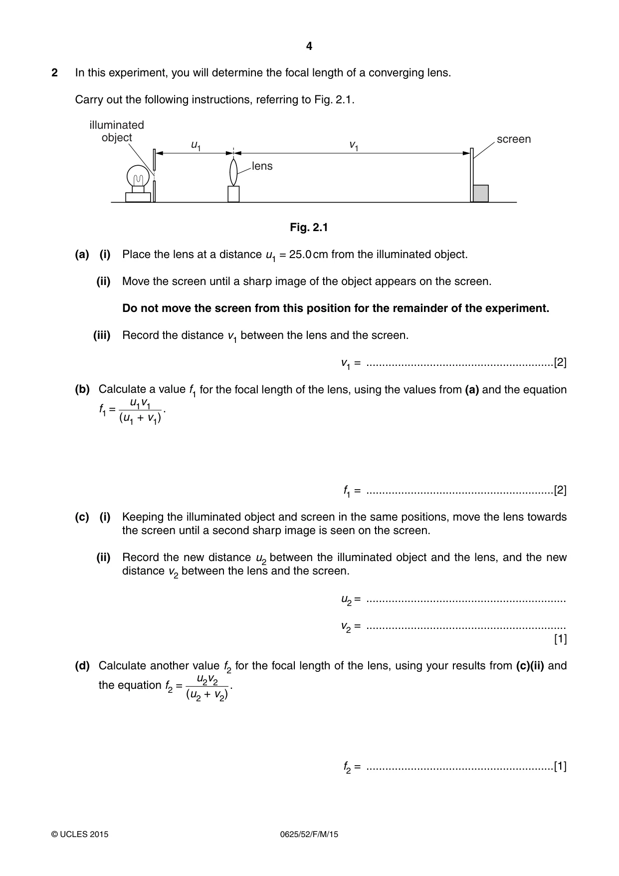 Cambridge IGCSE Physics 0625 2015 Feb/March Paper 5 · Variant 2 question paper, page 4 of 12