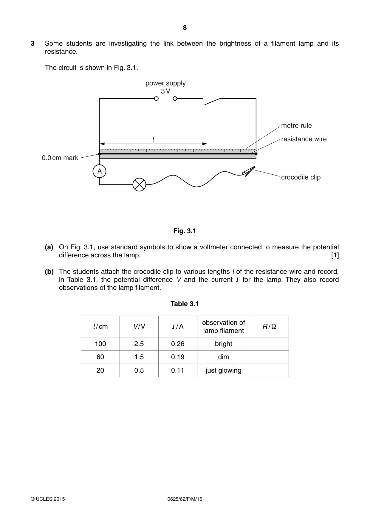 Cambridge IGCSE Physics 0625 2015 Feb/March Paper 6 · Variant 2 question paper, page 8 of 16