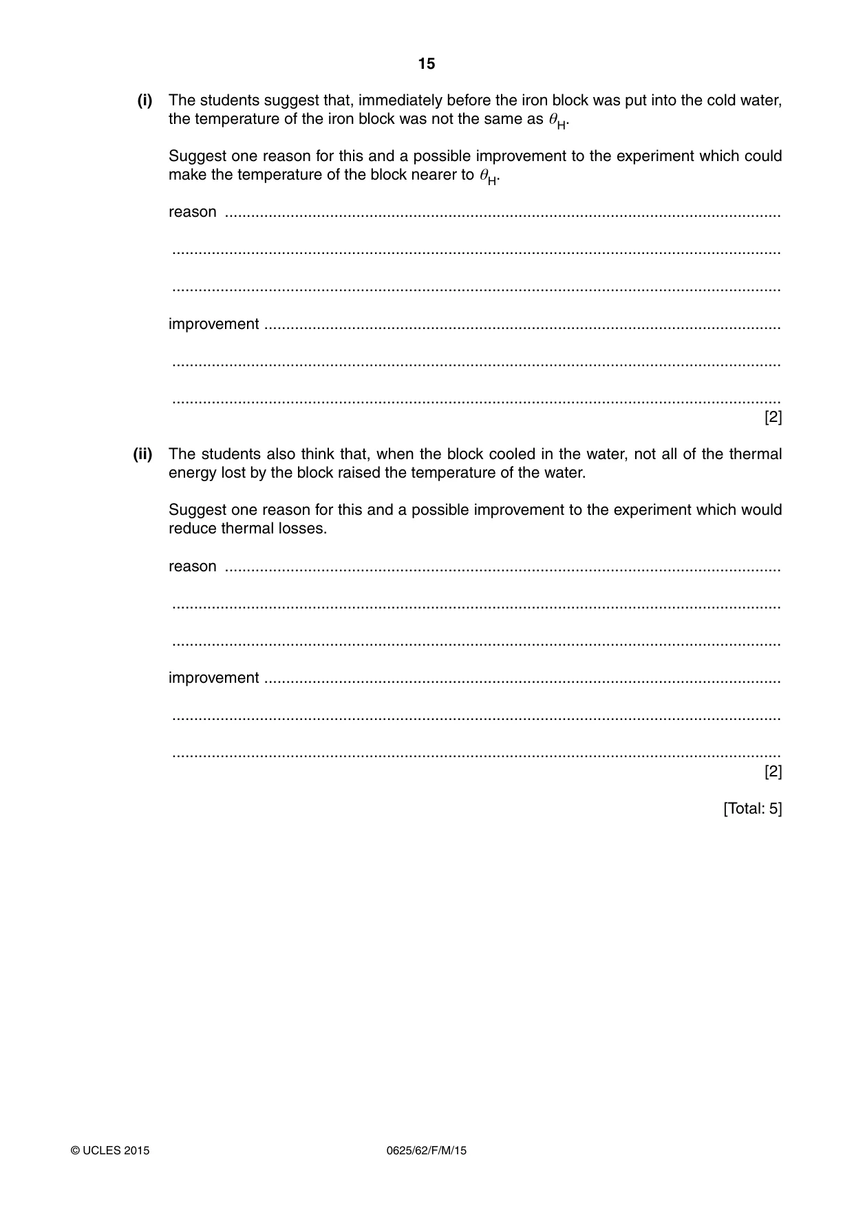 Cambridge IGCSE Physics 0625 2015 Feb/March Paper 6 · Variant 2 question paper, page 15 of 16