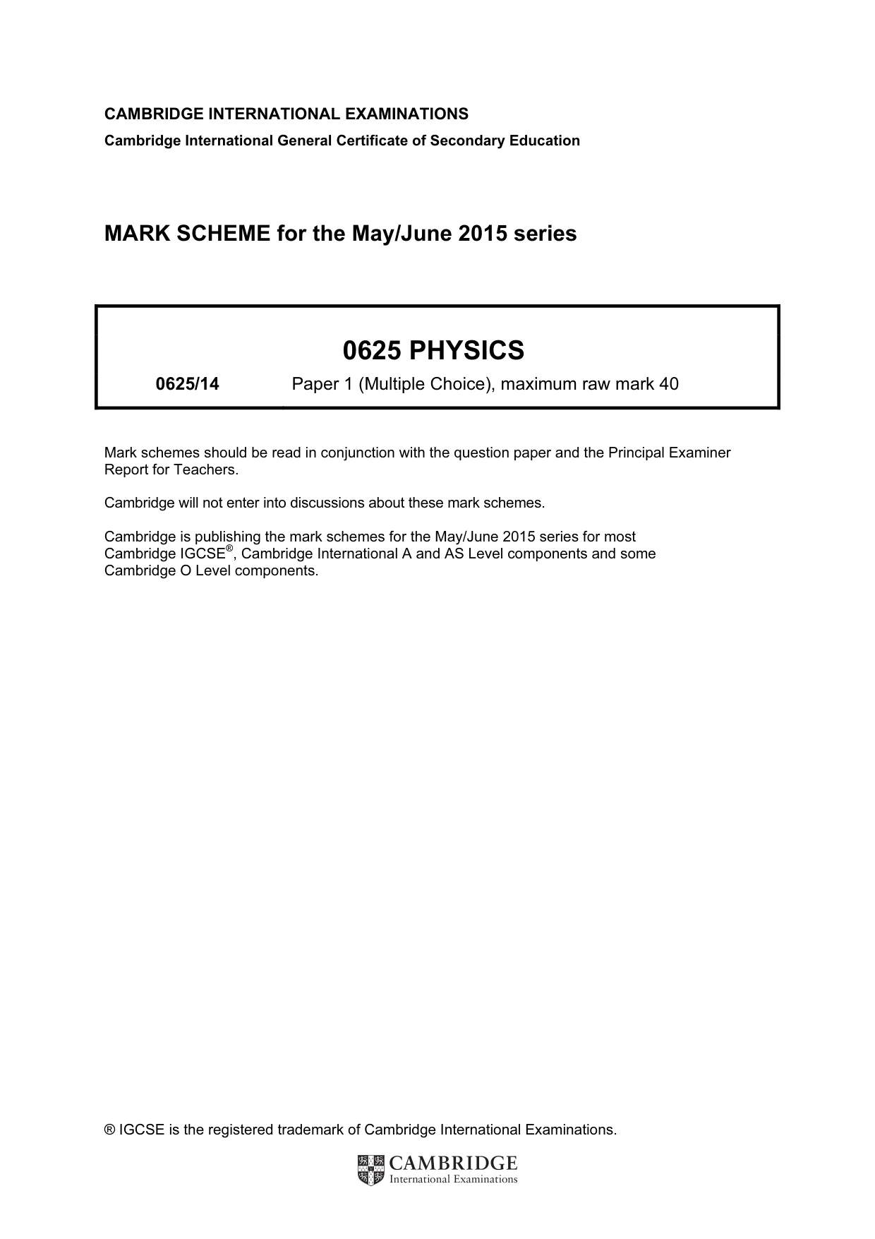 Mark scheme, page 1 of 2