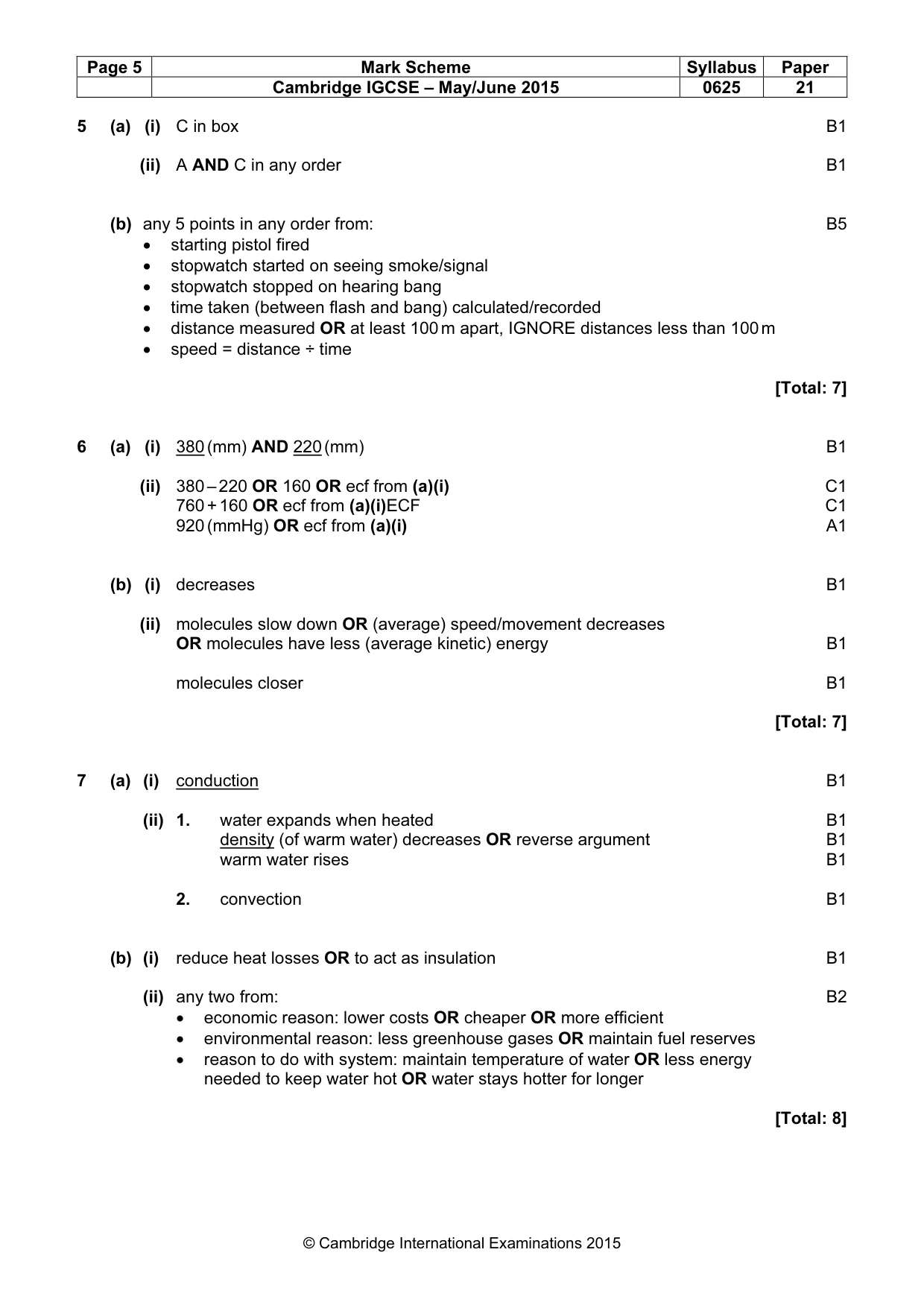 Mark scheme, page 5 of 7
