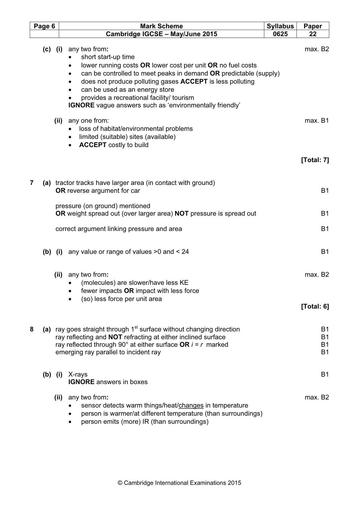 Mark scheme, page 6 of 8