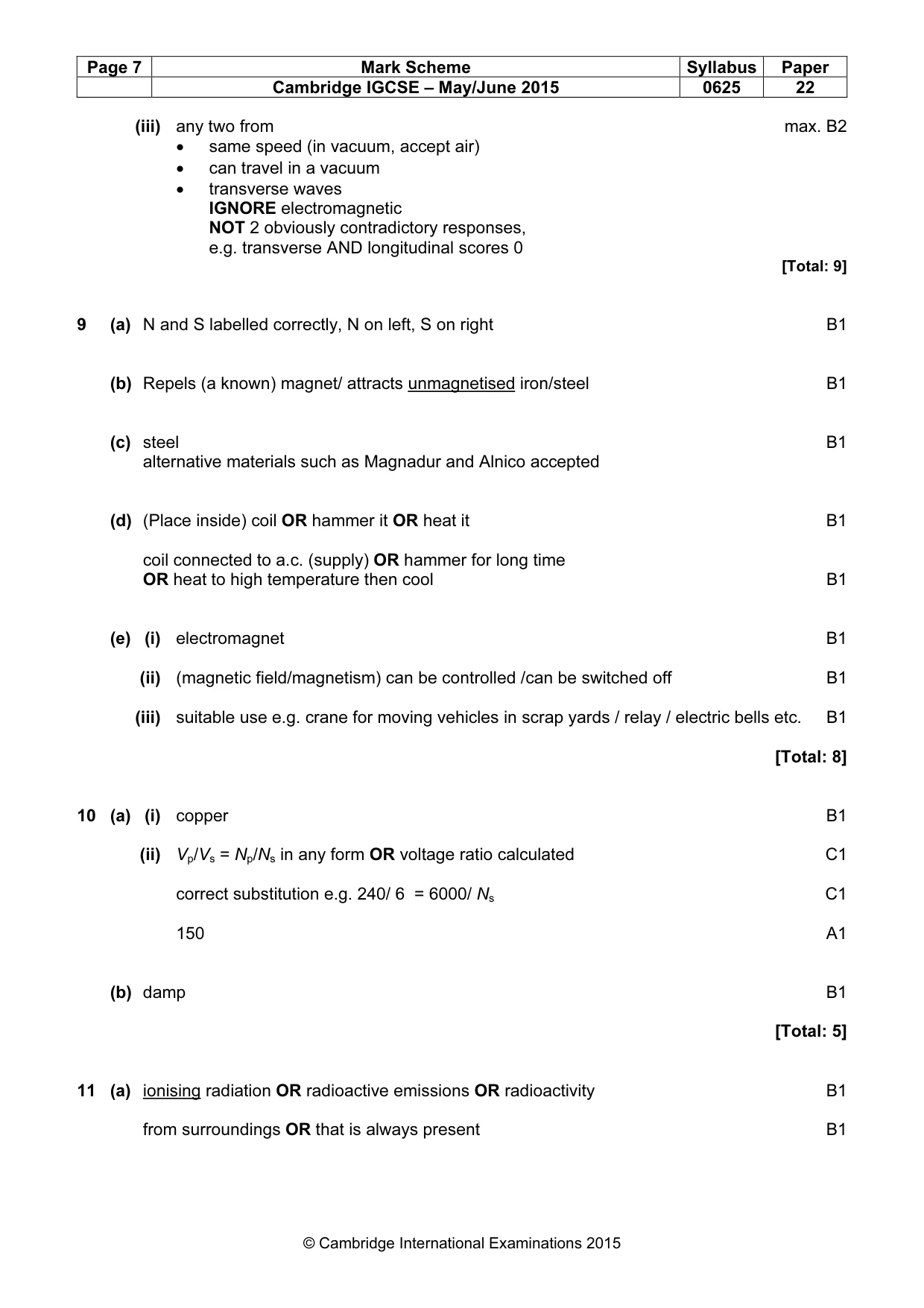 Mark scheme, page 7 of 8