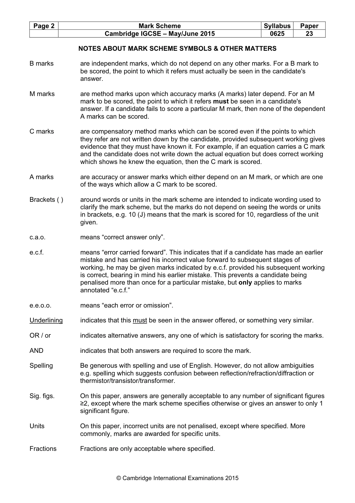 Mark scheme, page 2 of 8