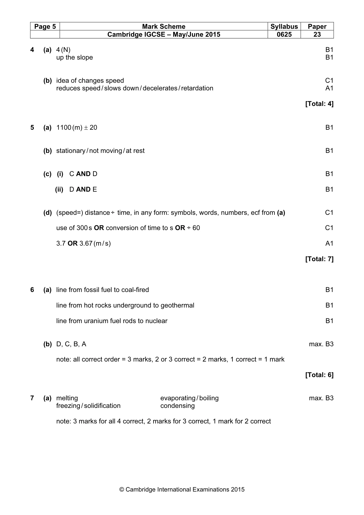 Mark scheme, page 5 of 8