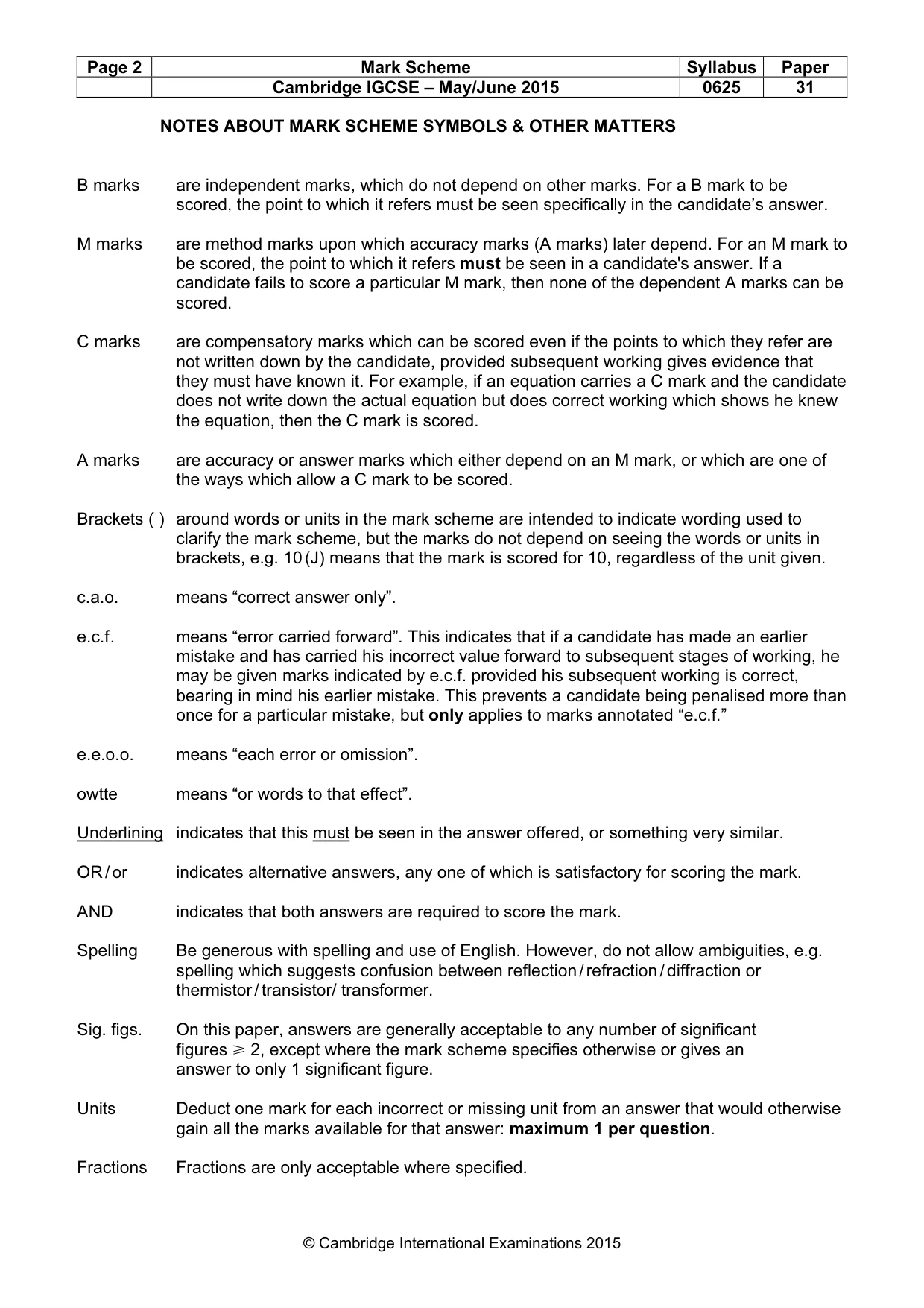 Mark scheme, page 2 of 8