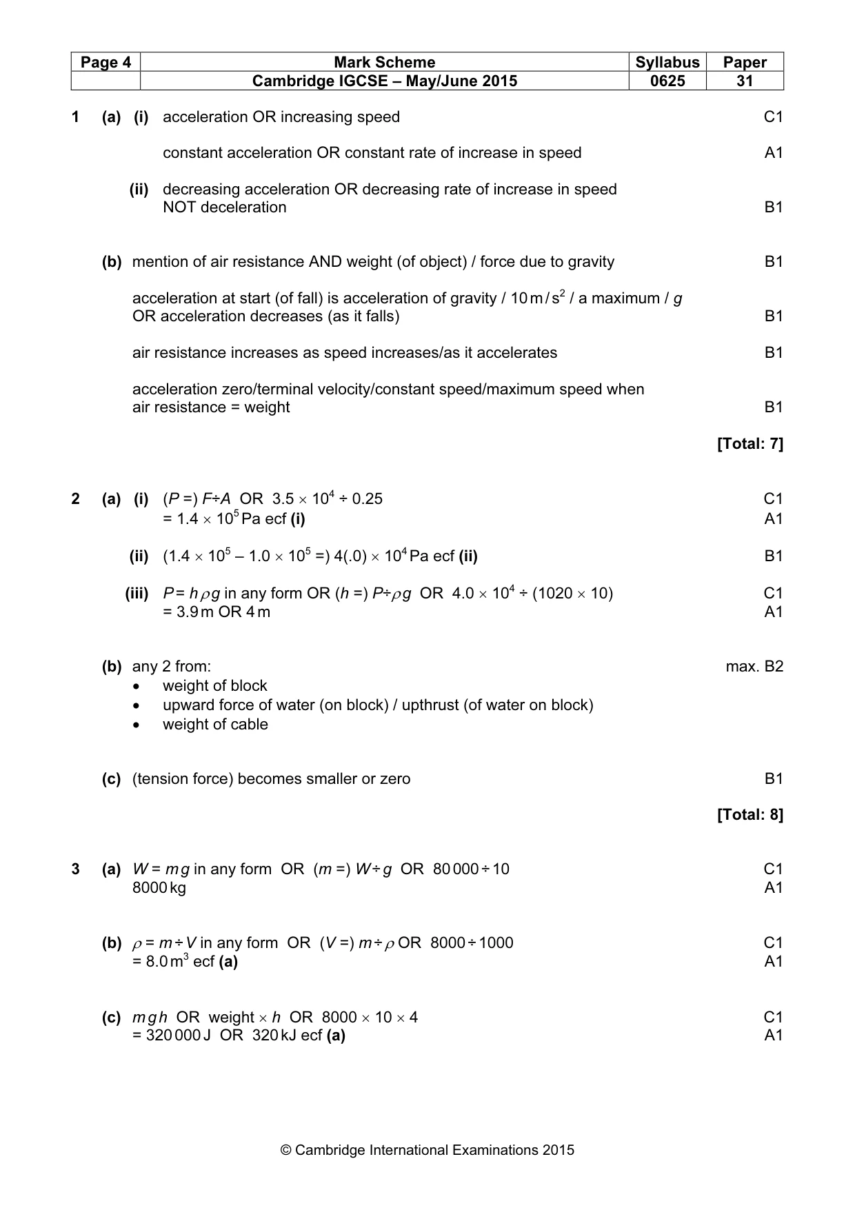 Mark scheme, page 4 of 8